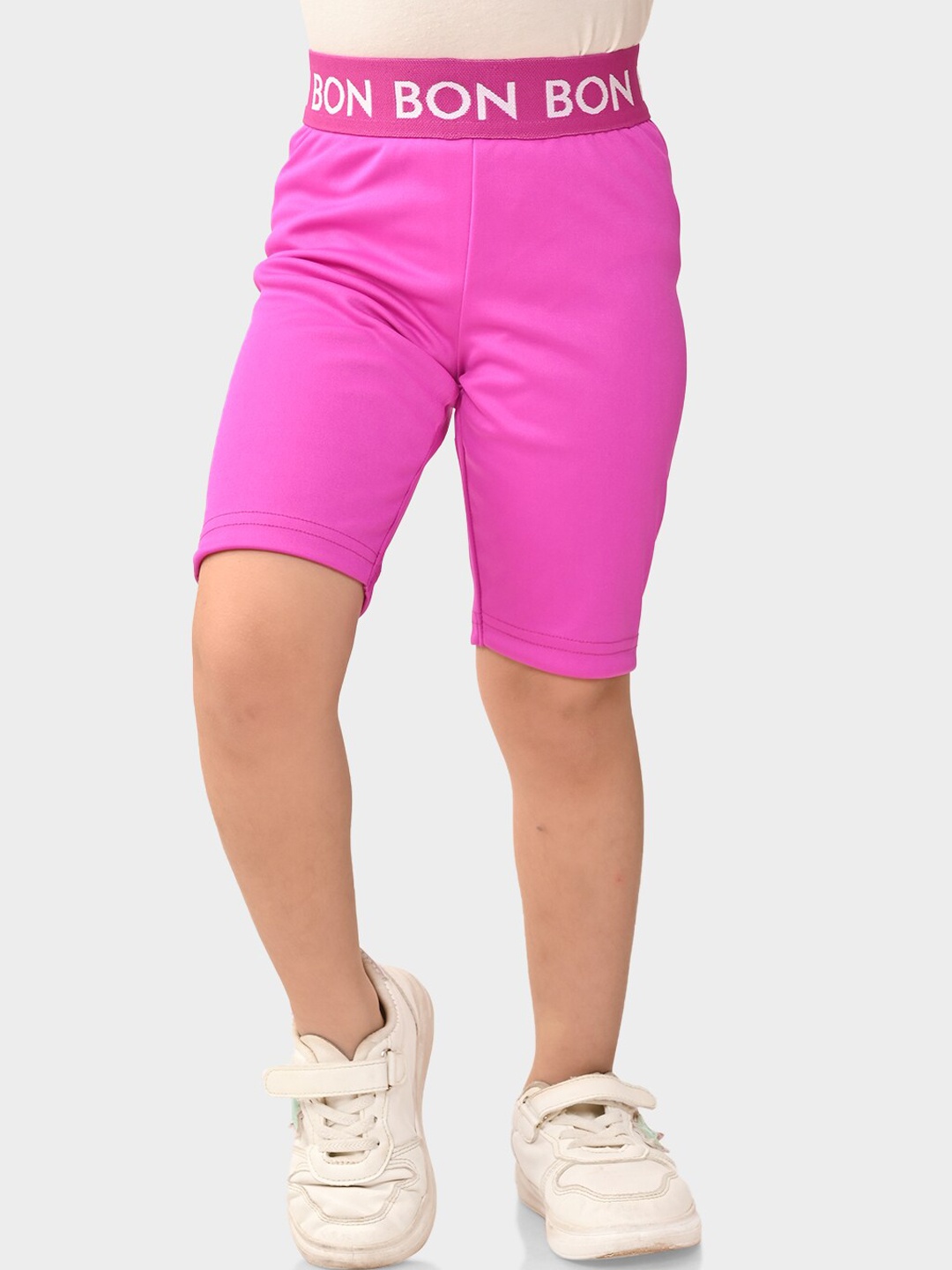 

BONKIDS Girls Skinny Fit High-Rise Regular Shorts, Pink