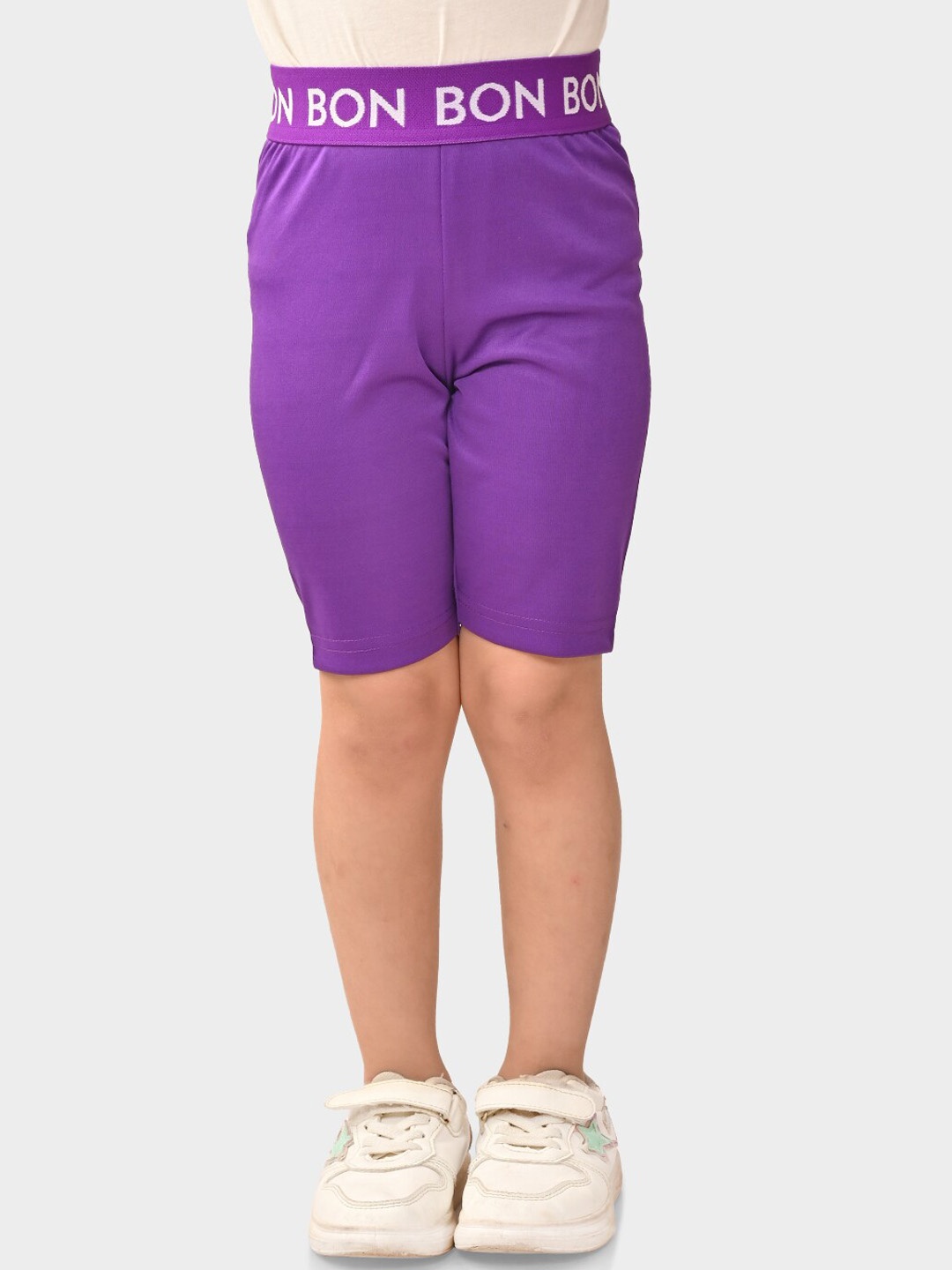 

BONKIDS Girls Purple Skinny Fit High-Rise Sports Shorts
