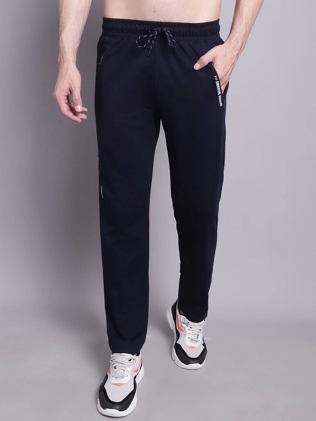 

VENITIAN Men Regular Fit Cotton Track Pants, Navy blue