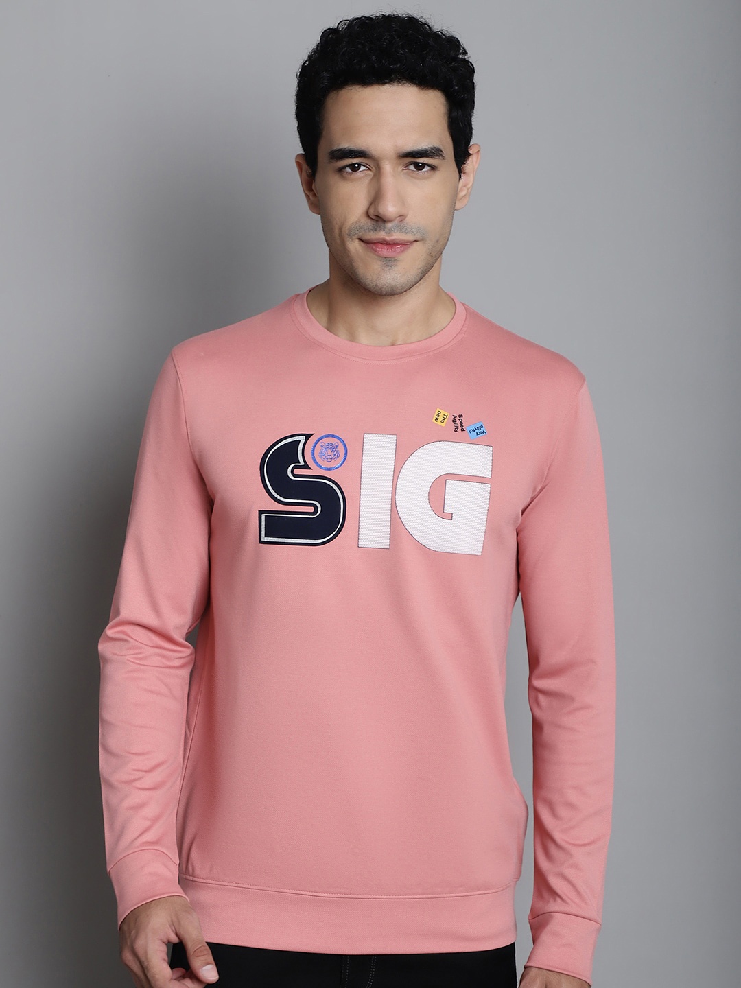 

VENITIAN Typography Printed Cotton Pullover Sweatshirt, Coral