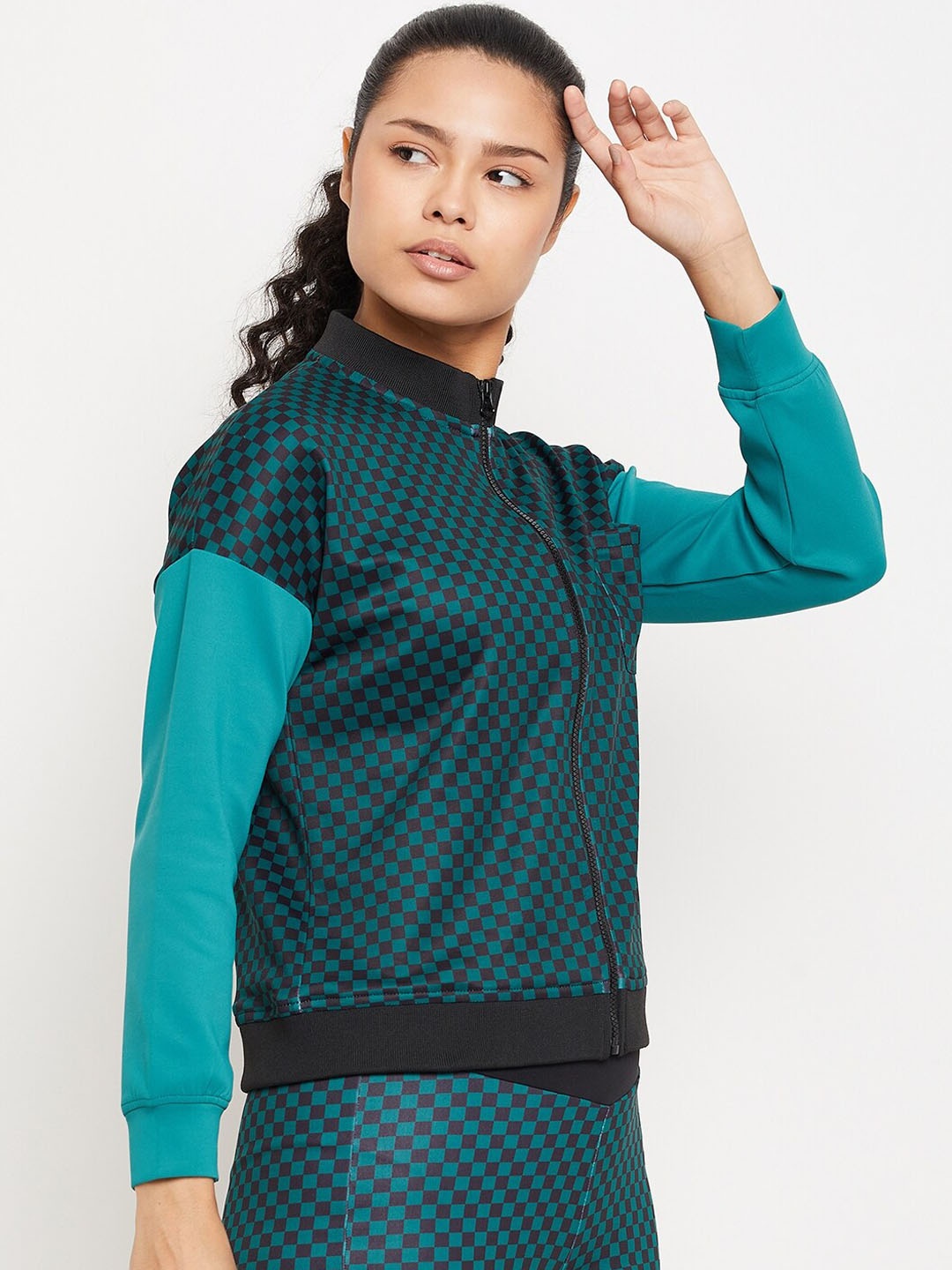 

PERFKT-U Checked Lightweight Rapid-Dry Running Sporty Jacket, Green