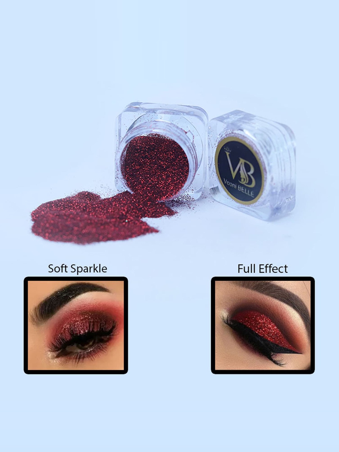 

Veoni BELLE Set of 3 Professional Cosmetics Glitter Eyeshadow - Rose Gold+Red+Pure Gold, Multi