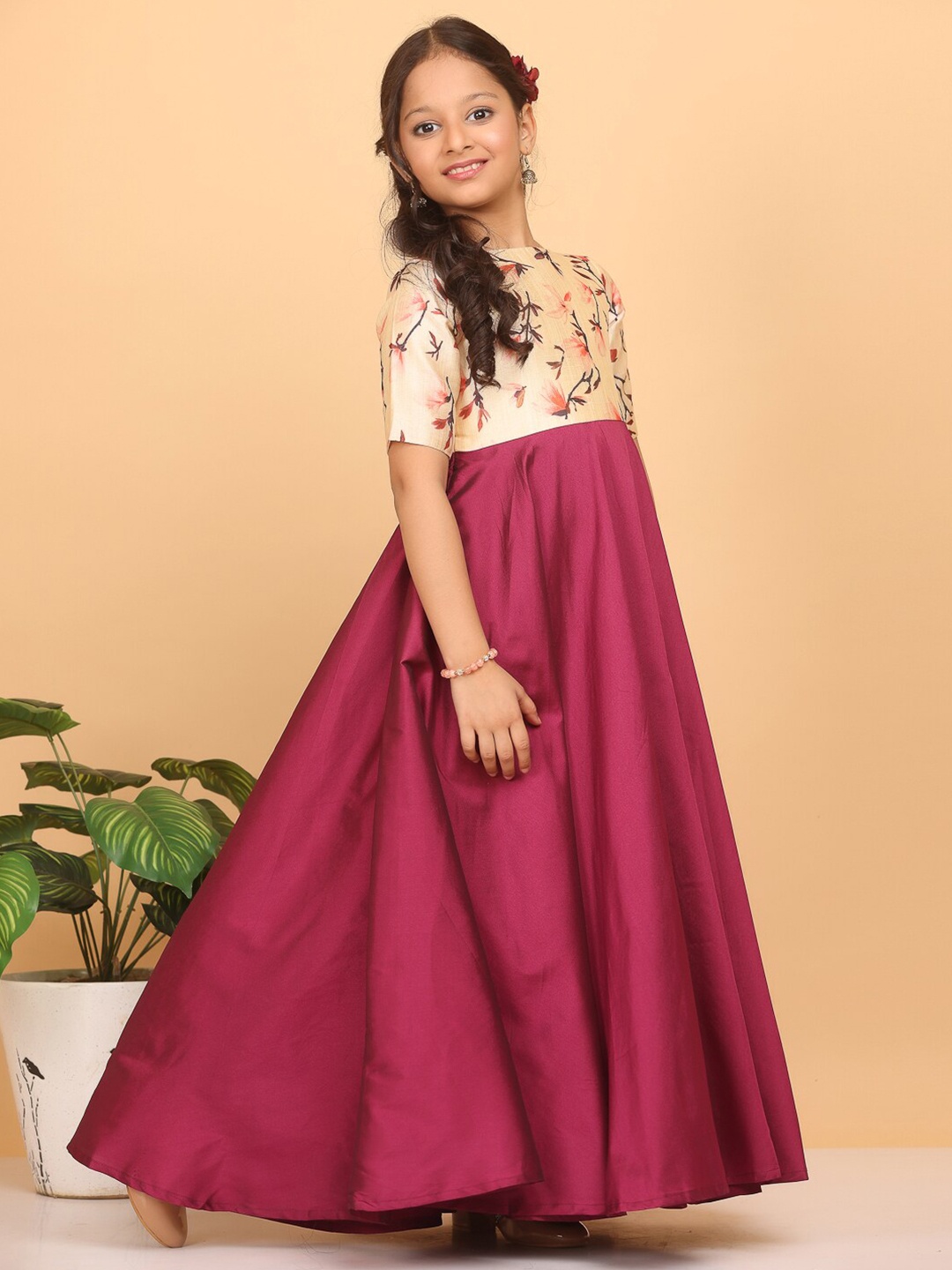 

Ethnovog Floral Printed Maxi Dress, Purple