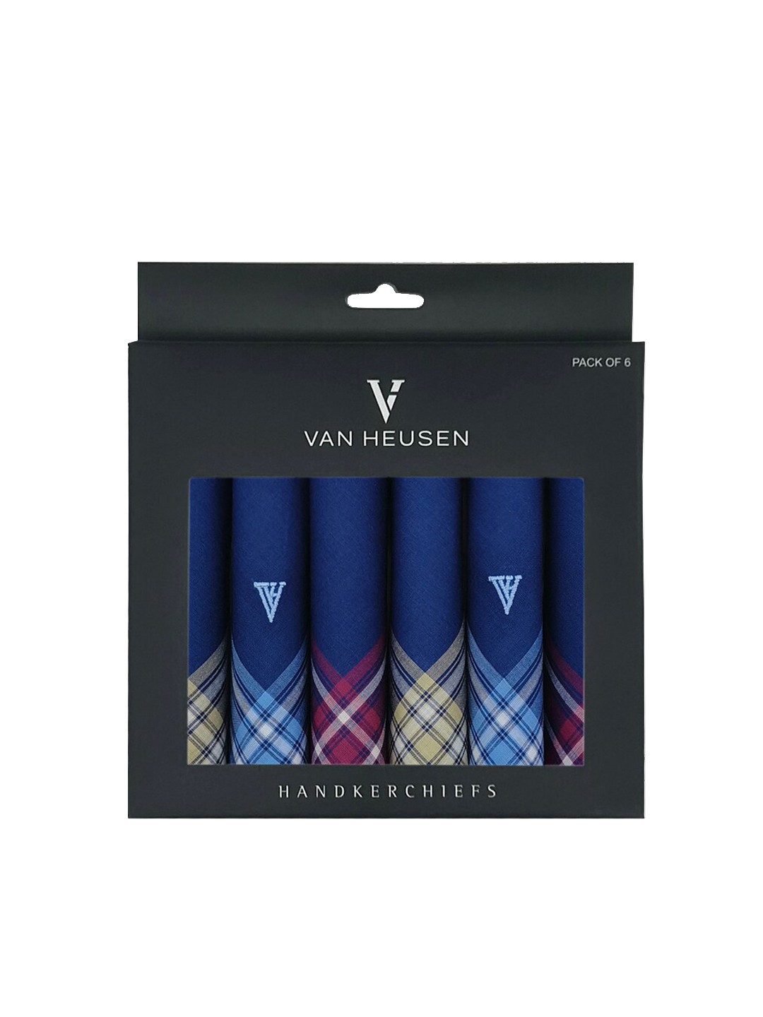 

Van Heusen Men Set Of 6 Cotton Handkerchief, Navy blue