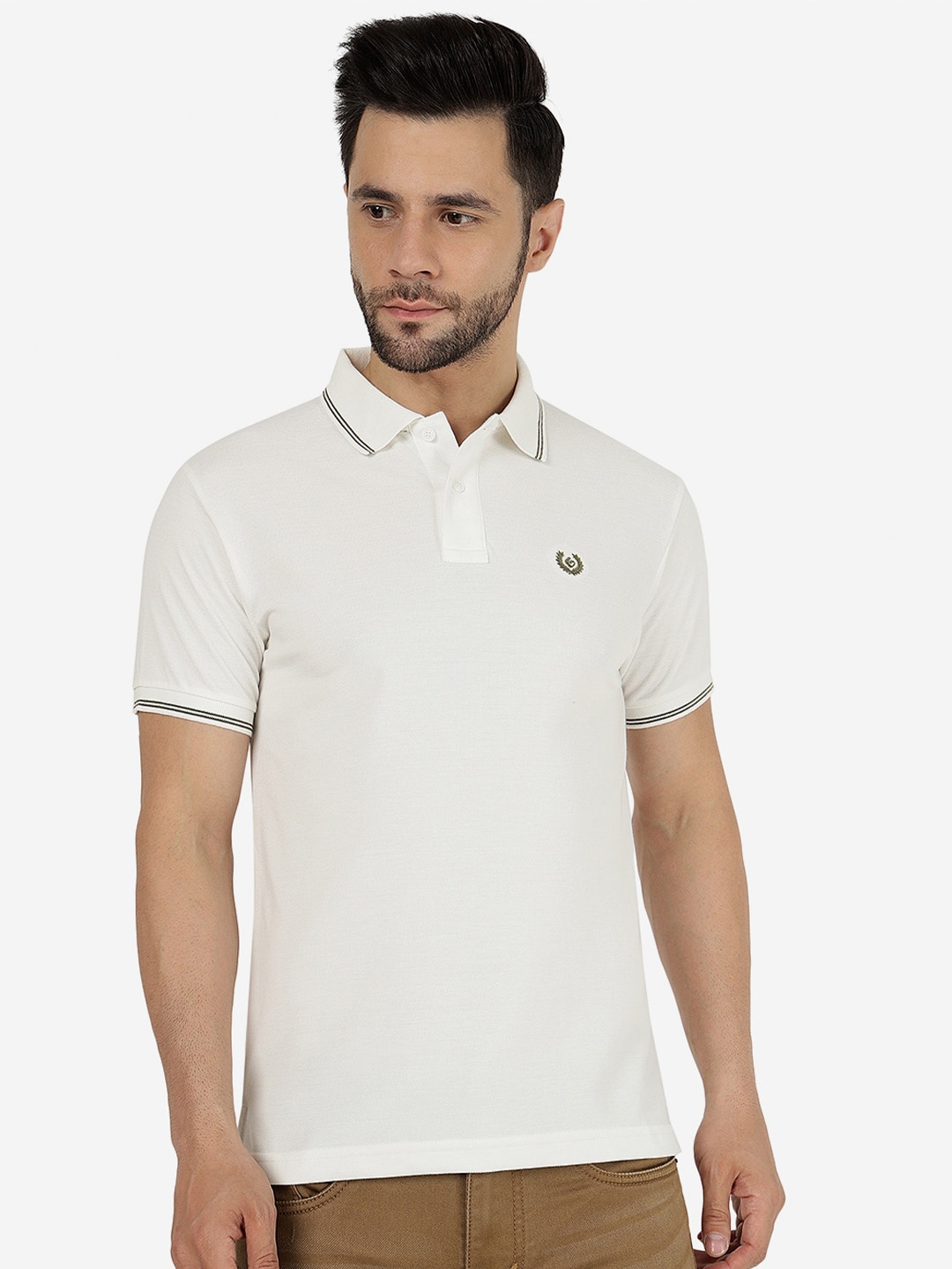 

Greenfibre Polo Collar Slim Fit T-shirt, White