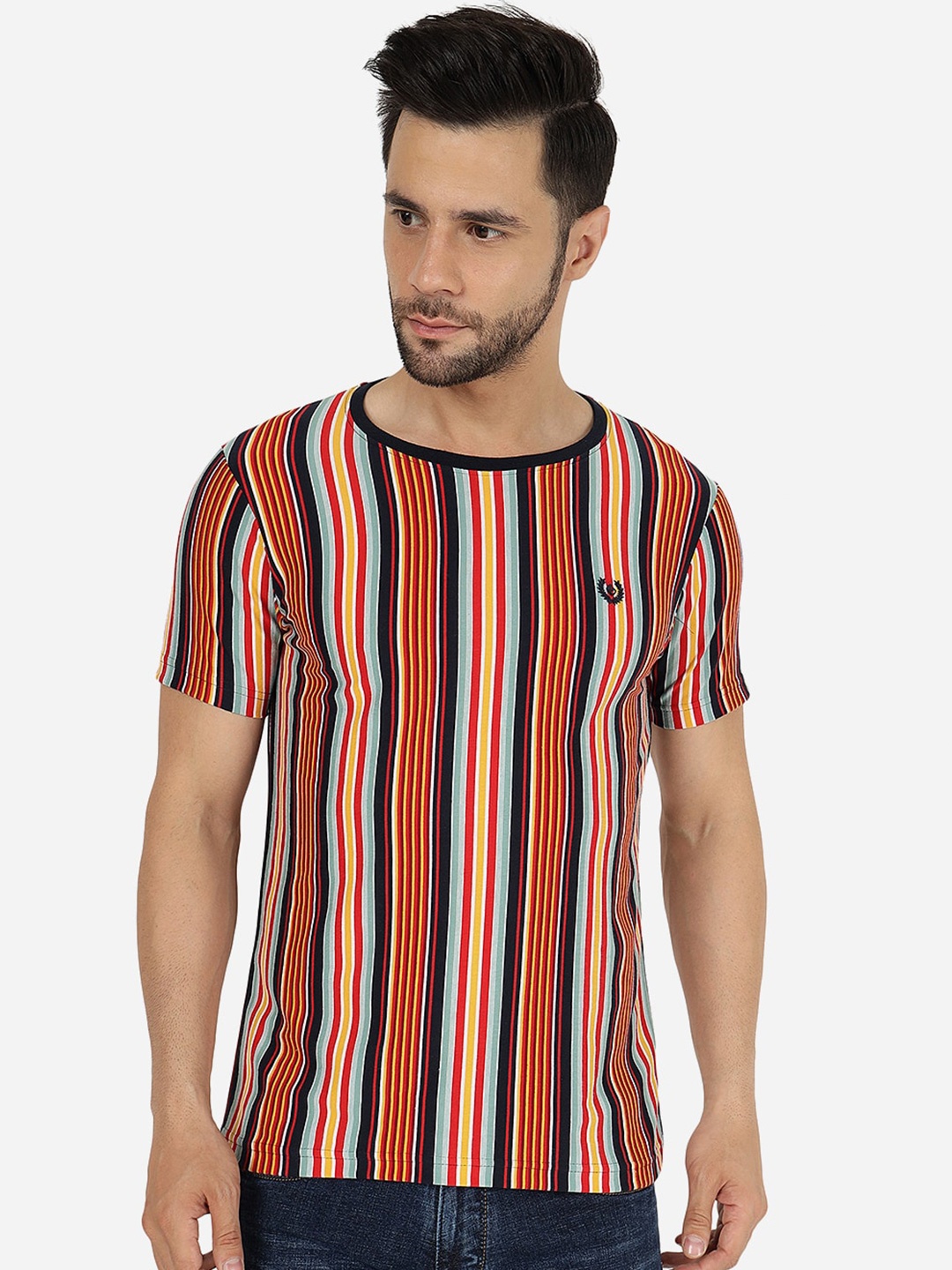 

Greenfibre Striped Round Neck Slim Fit T-shirt, Red