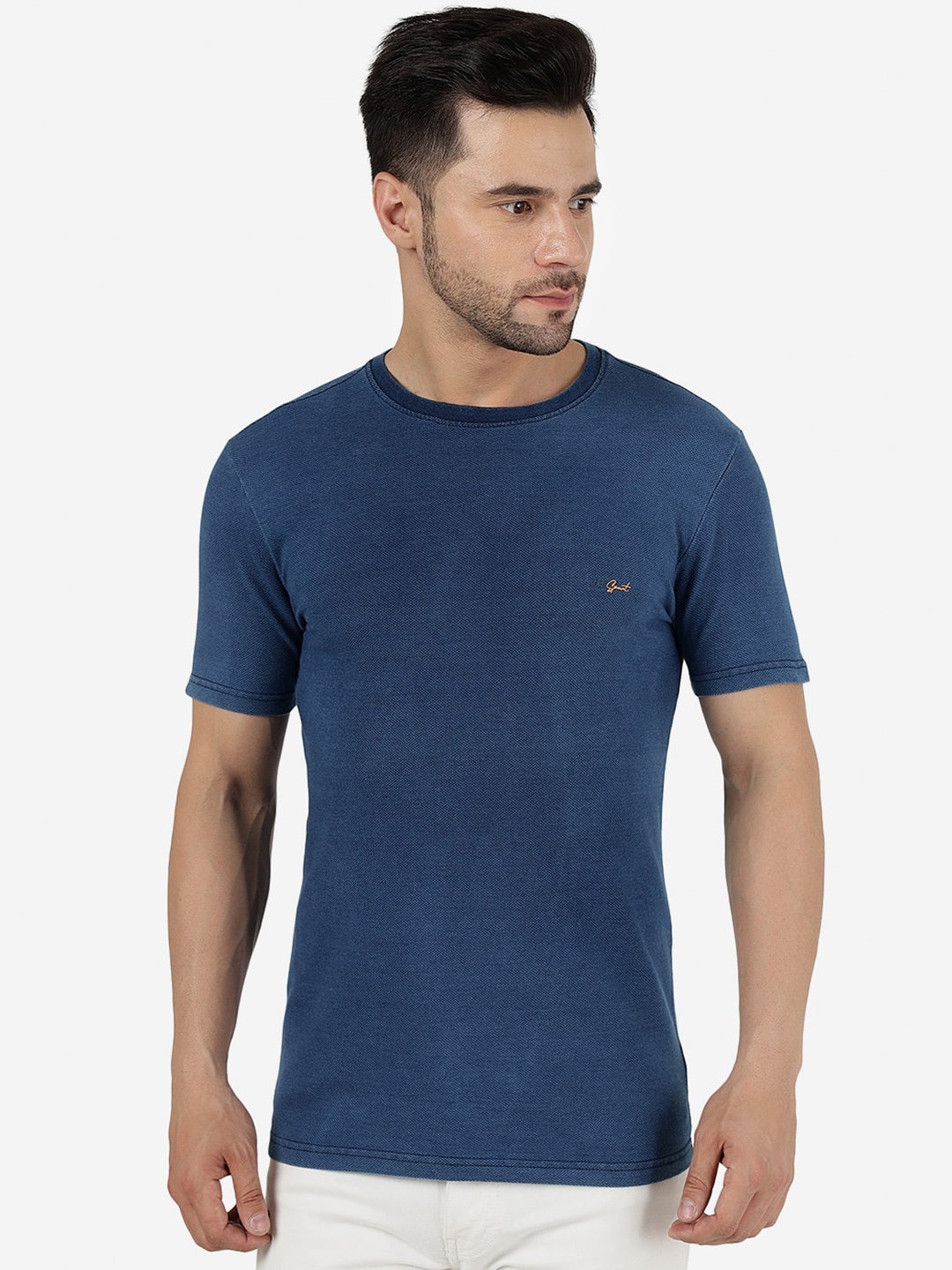 

JADE BLUE Pure Cotton Slim Fit T-shirt, Navy blue