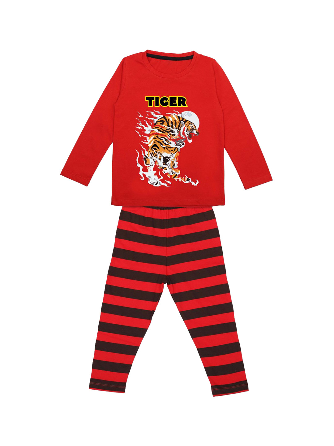 

YK Boys Graphic Printed Night suit, Red