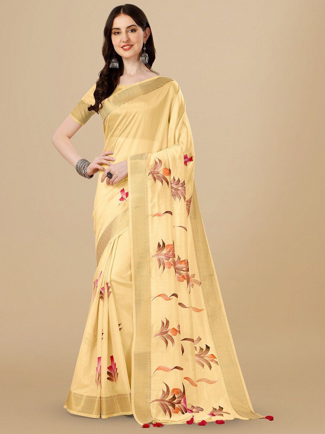 

Kasak Hand Painted Zari Saree, Yellow