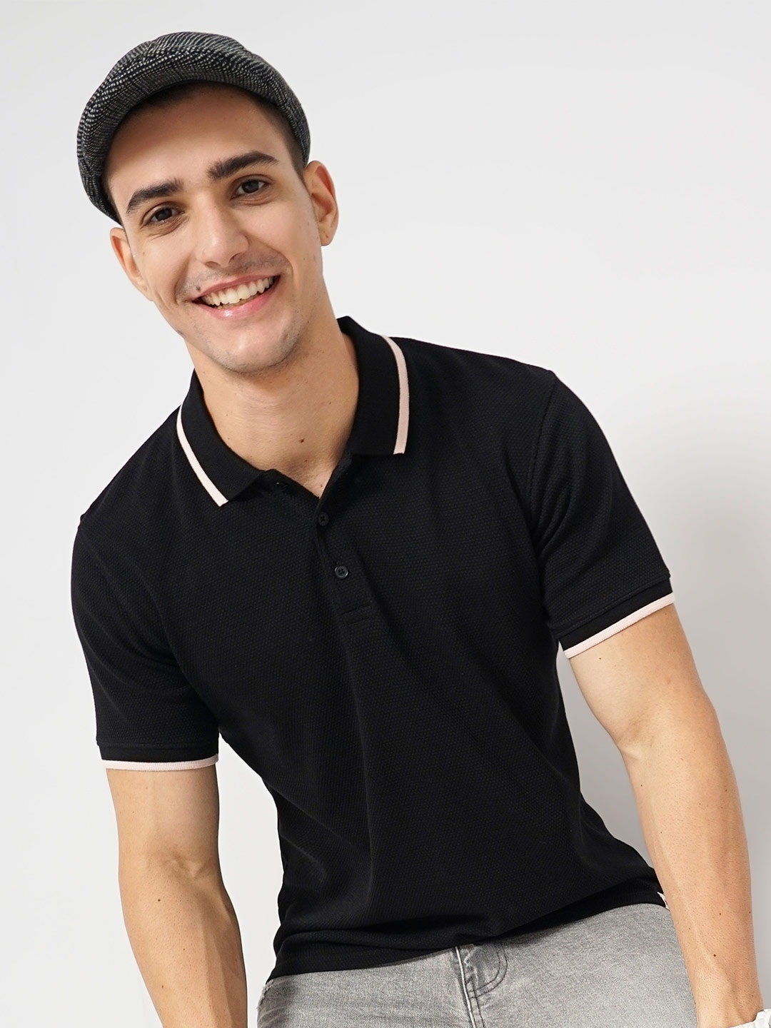 

Celio Polo Collar Cotton T-shirt, Black