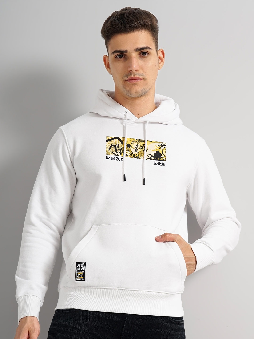 

Celio Graphic Printed Hooded Cotton Sweatshirt, White