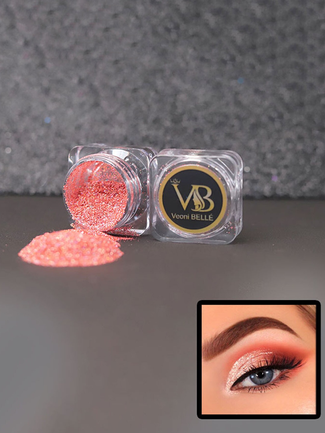 

Veoni BELLE Set of 3 Professional Cosmetics Glitter Eyeshadow - Blue+Peach+Frozen Pink, Multi