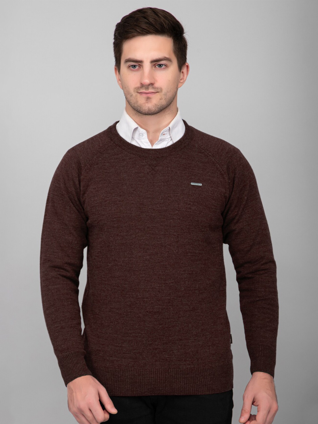 

GODFREY Round Neck Woollen Pullover, Coffee brown