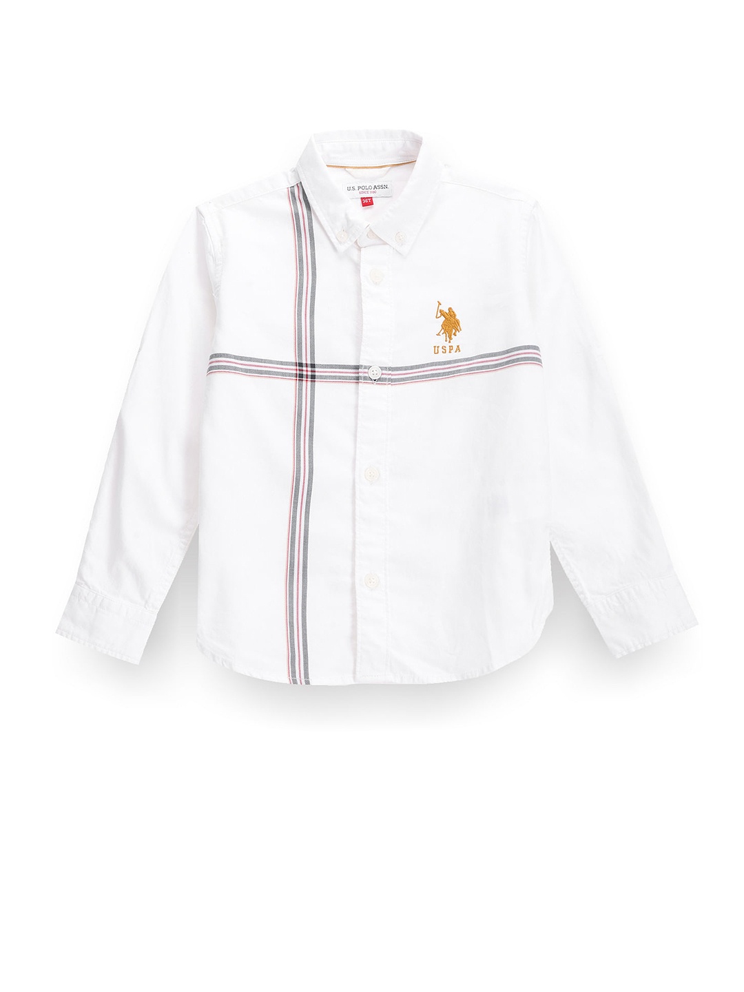 

U.S. Polo Assn. Kids Boys Classic Striped Pure Cotton Casual Shirt, White