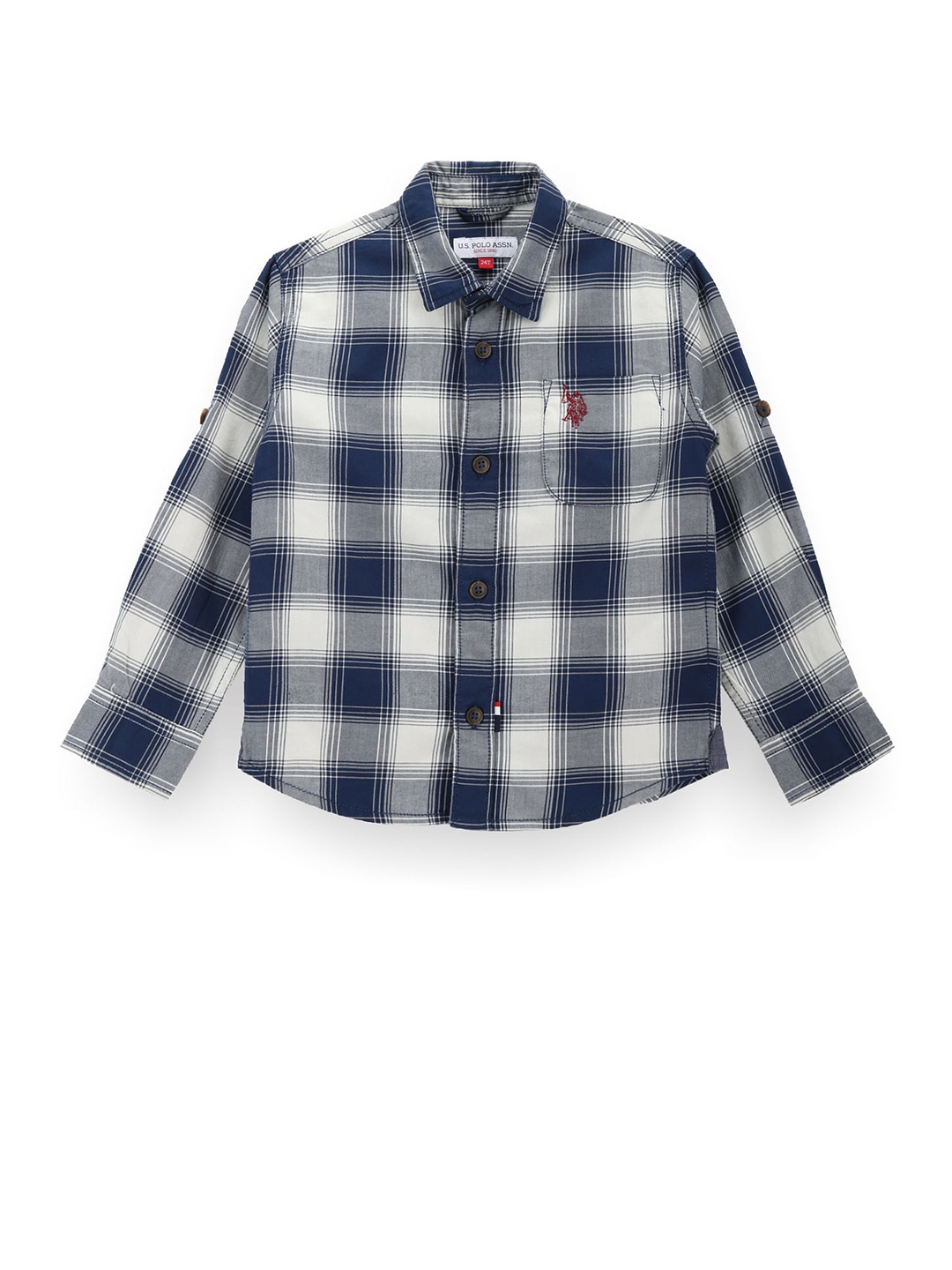 

U.S. Polo Assn. Kids Boys Classic Tartan Checks Pure Cotton Casual Shirt, Blue