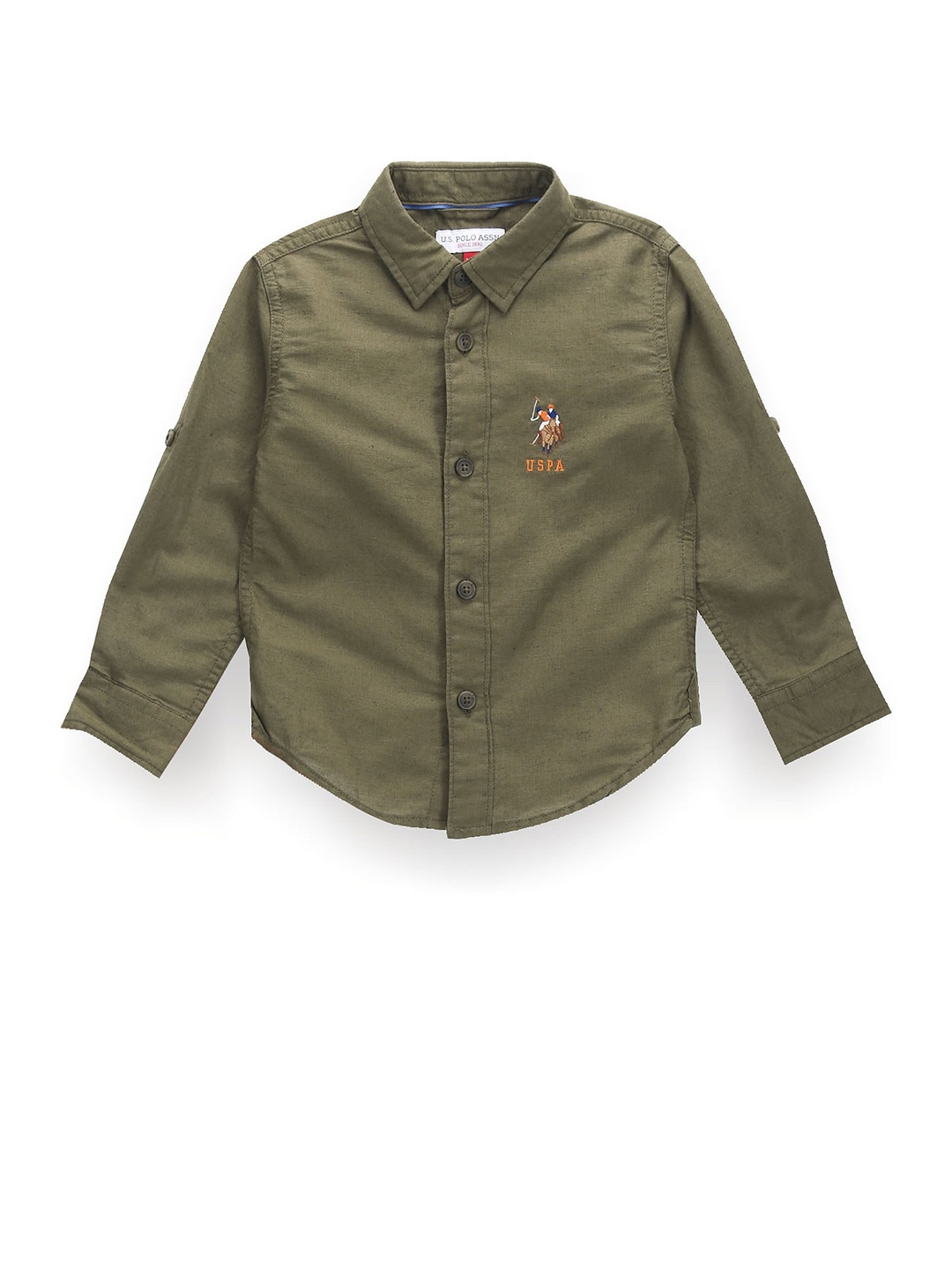 

U.S. Polo Assn. Kids Boys Classic Spread Collar Casual Shirt, Green