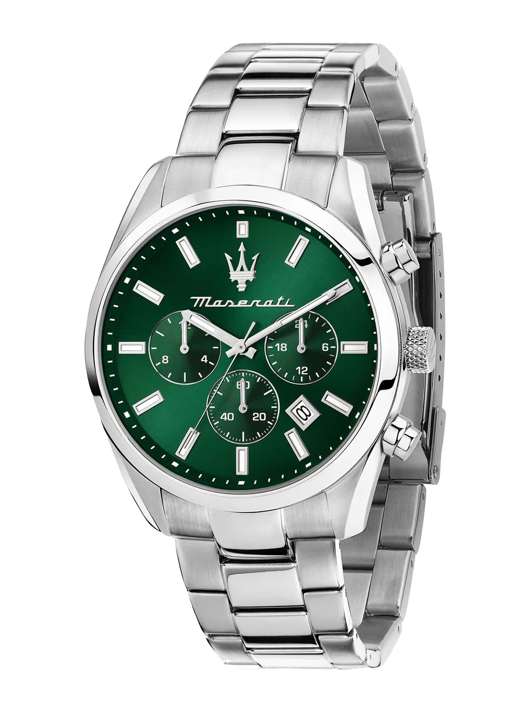 

Maserati Men Green Dial & Silver Toned Stainless Steel Bracelet Style Straps Analogue Watch R8853151011