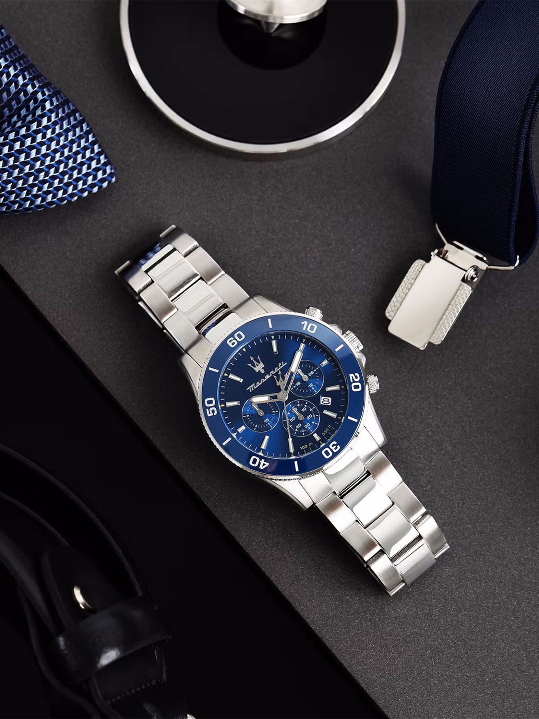 

Maserati Men Water Resistance Stainless Steel Chronograph Analogue Watch R8873600002, Blue
