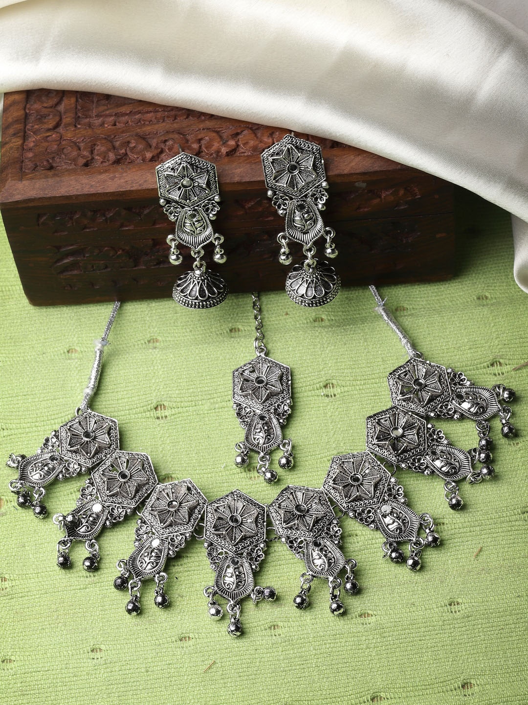 

ADIVA Oxidised Silver Plated Jewellery Set