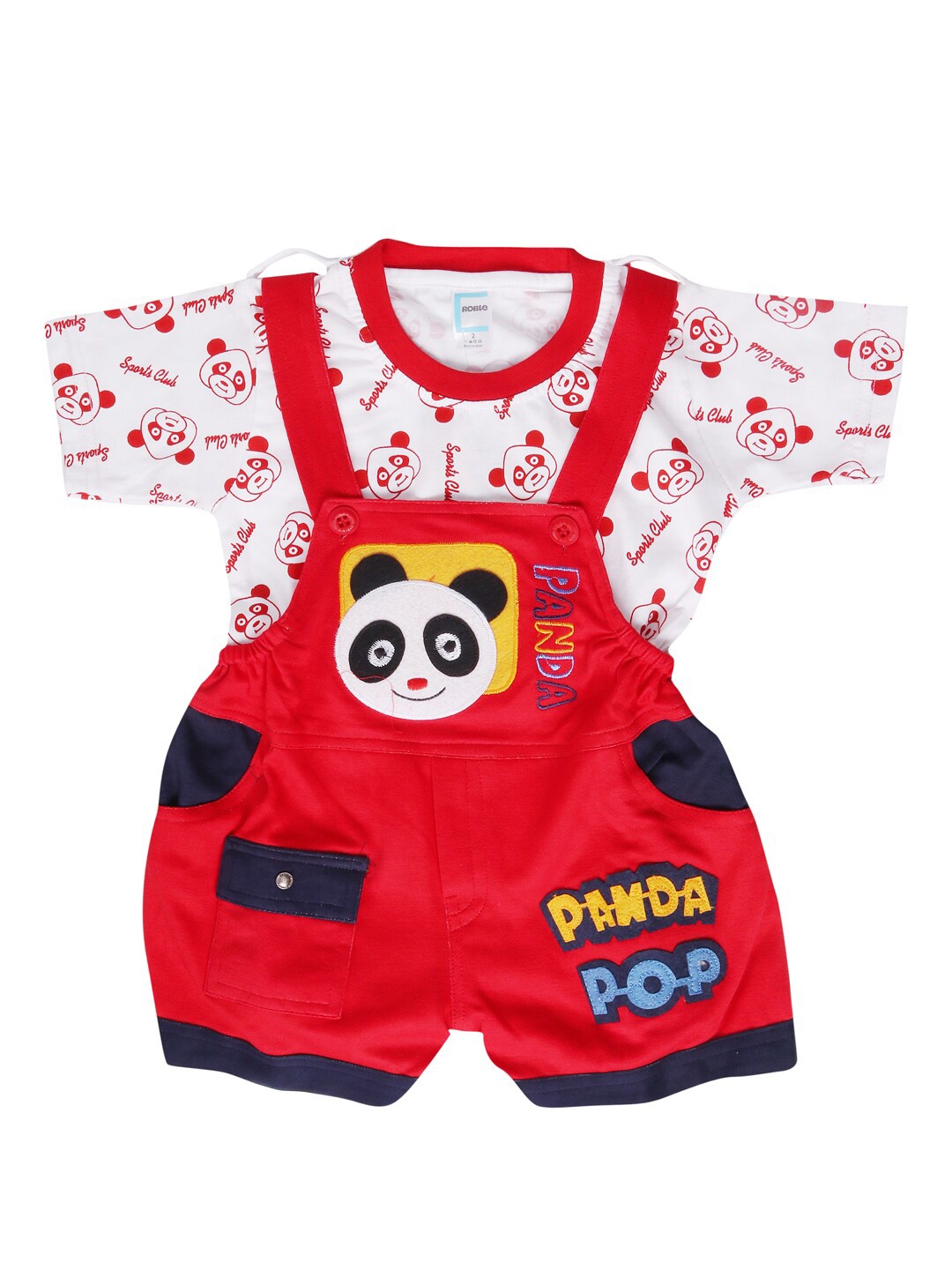 

BAESD Printed Cotton Dungaree With T-Shirt, Red
