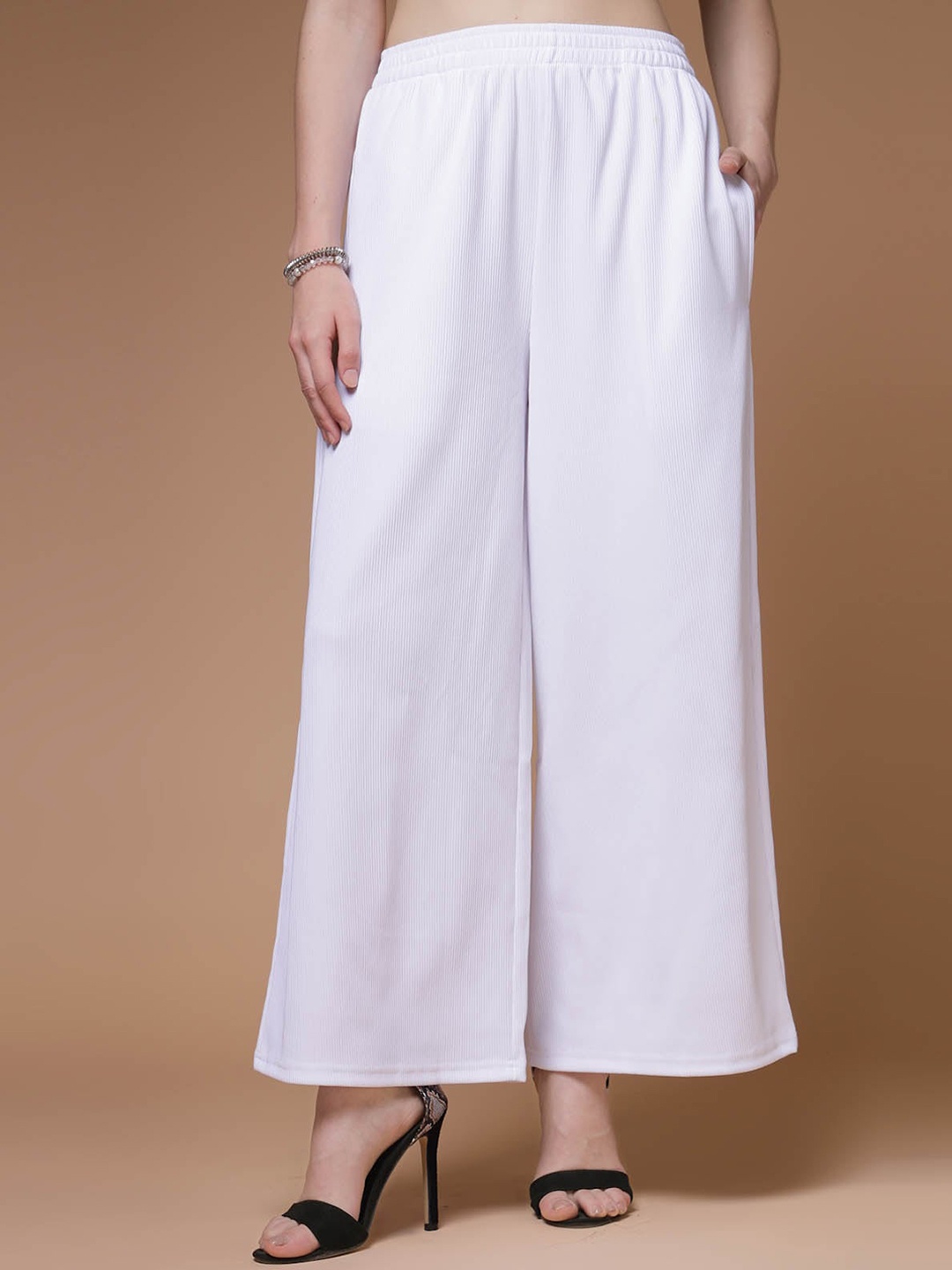 

plusS WORX Women Mid-Rise Parallel Trousers, White