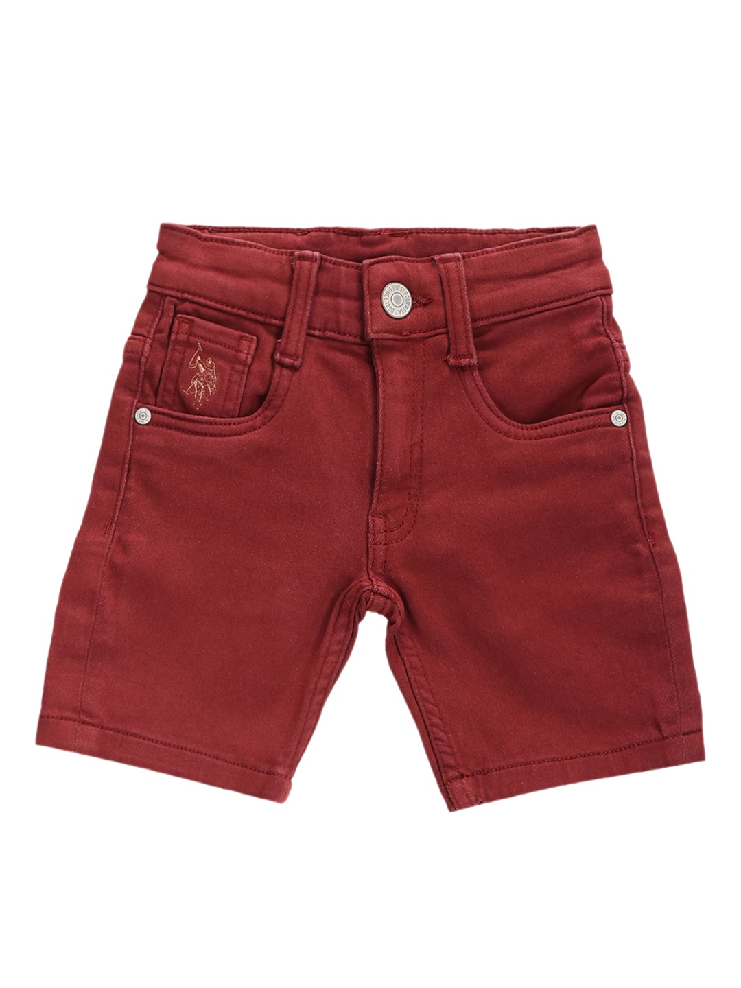 

U.S. Polo Assn. Kids Boys Mid Rise Cotton Denim Shorts, Maroon
