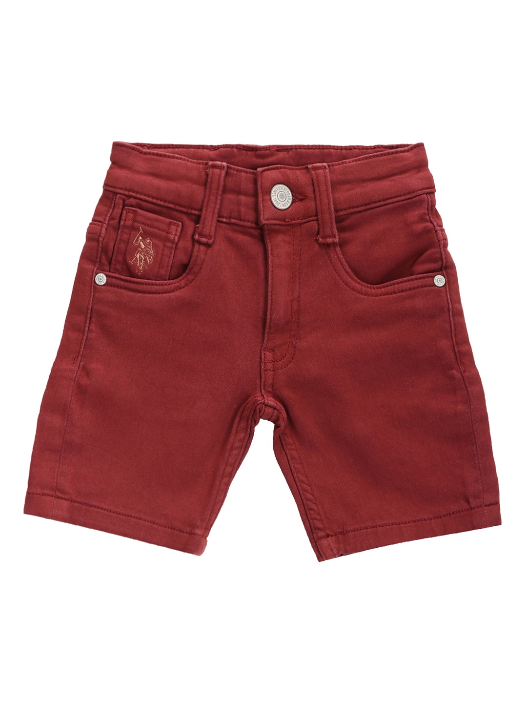 

U.S. Polo Assn. Kids Boys Mid Rise Cotton Denim Shorts, Maroon