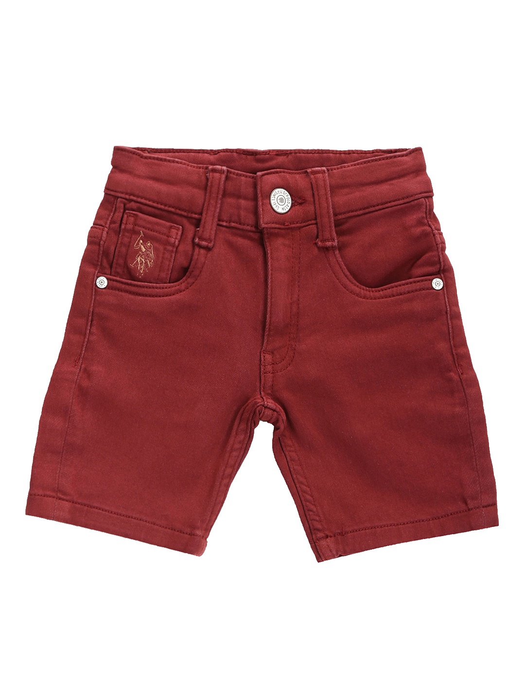 

U.S. Polo Assn. Kids Boys Mid Rise Cotton Denim Shorts, Maroon