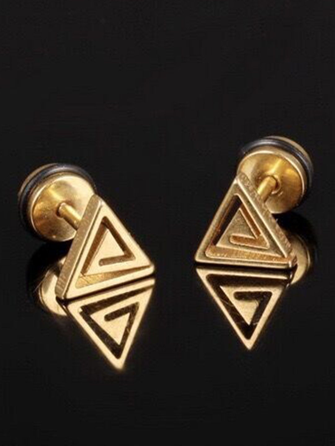 

VIEN Unisex Set Of 2 Gold-Plated Triangular-Shaped Studs Earrings