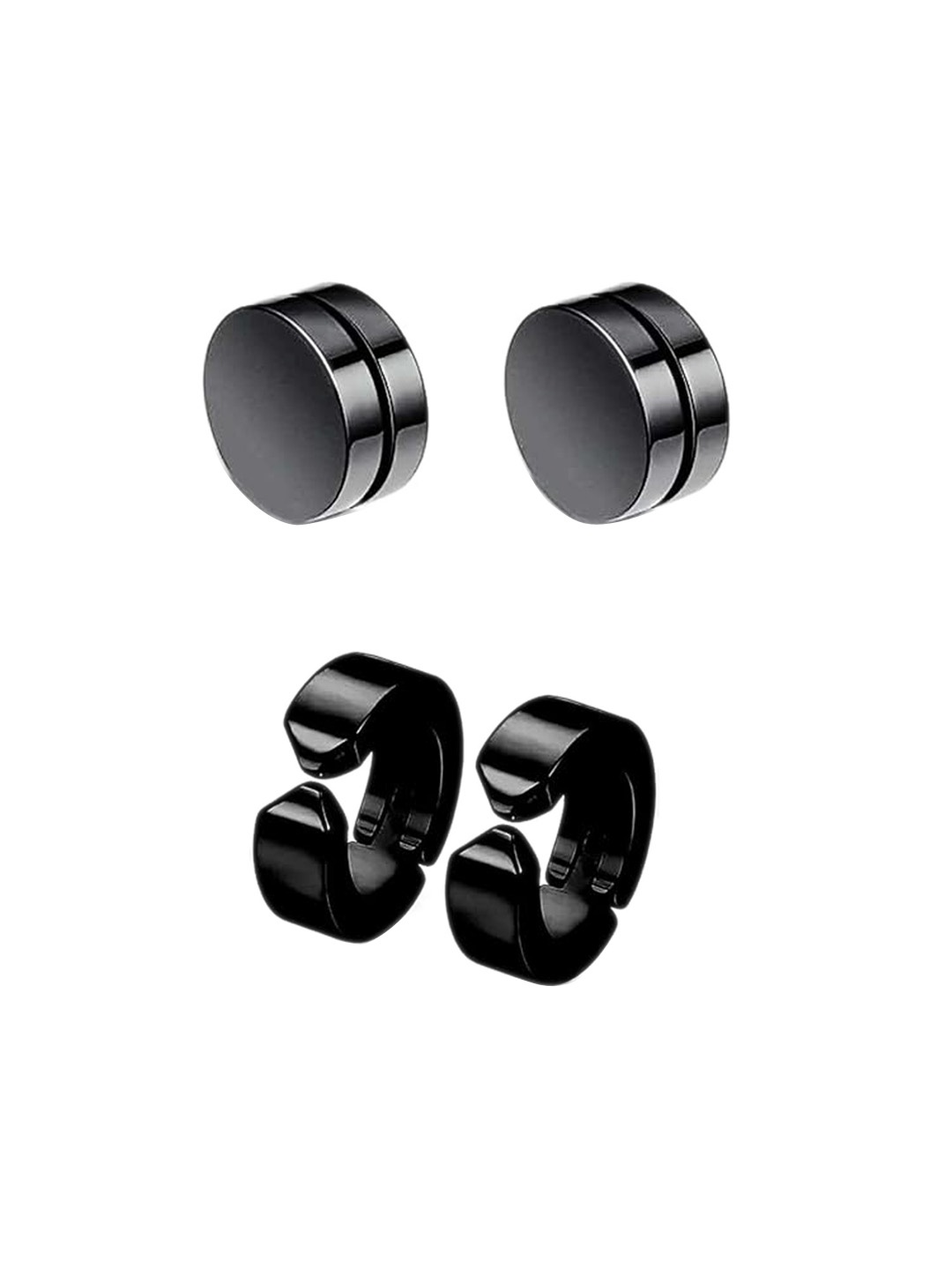

VIEN Unisex Set Of 2 Circular Studs Earrings, Black