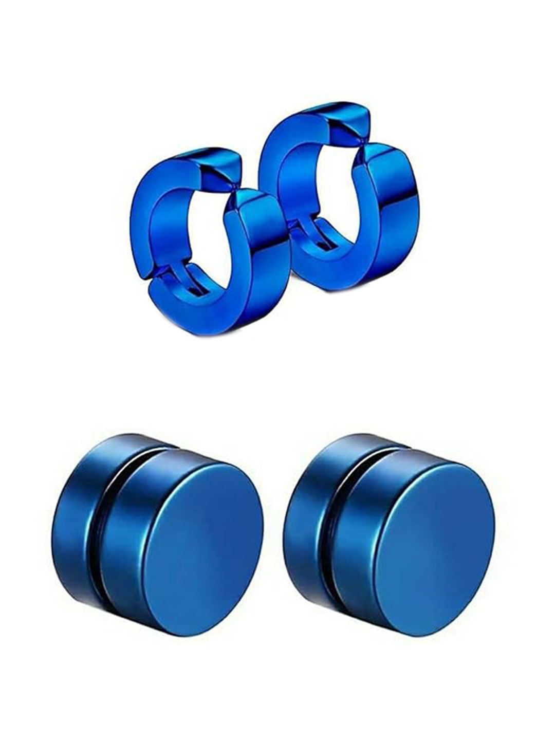 

VIEN Unisex Set Of 2 Circular Hoop Earrings, Blue