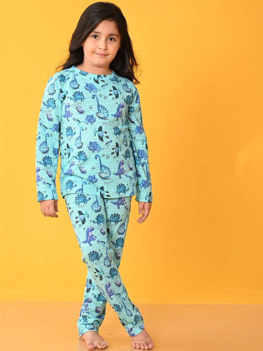 

Anthrilo Girls Graphic Printed Night suit, Sea green