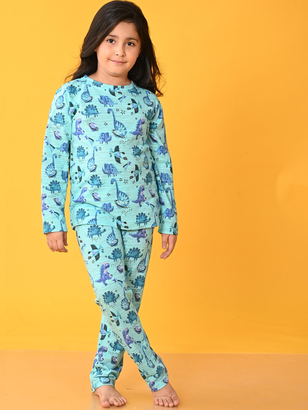 

Anthrilo Girls Graphic Printed Night Suit, Sea green