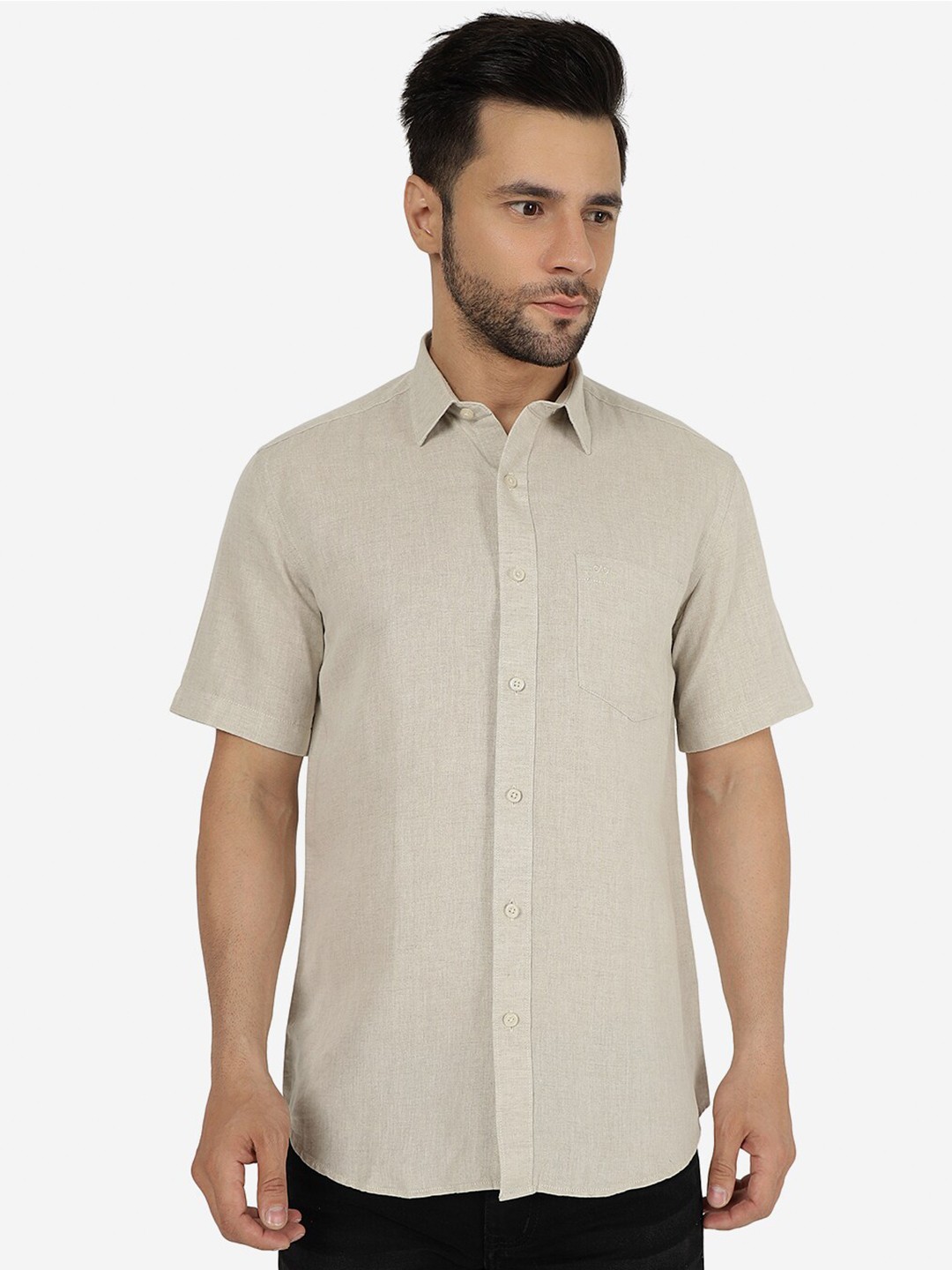 

JADE BLUE Slim Fit Cotton Casual Shirt, Beige