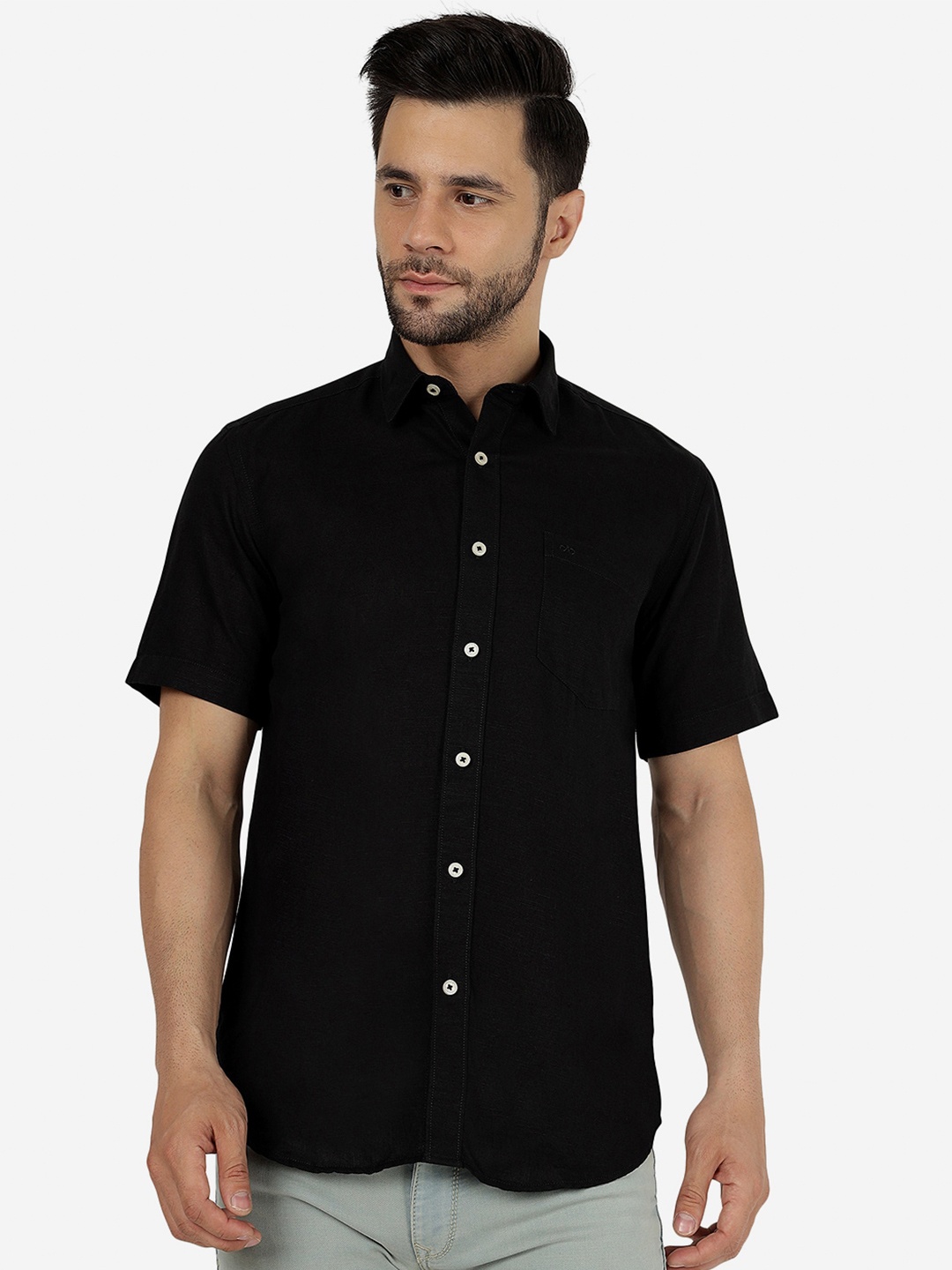 

JADE BLUE Slim Fit Cotton Casual Shirt, Black