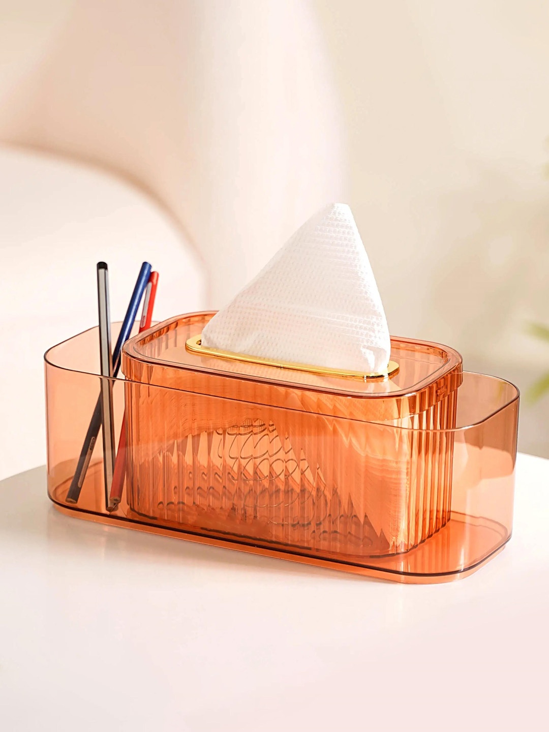 

Nestasia Amber Orange Textured Tissue Holder