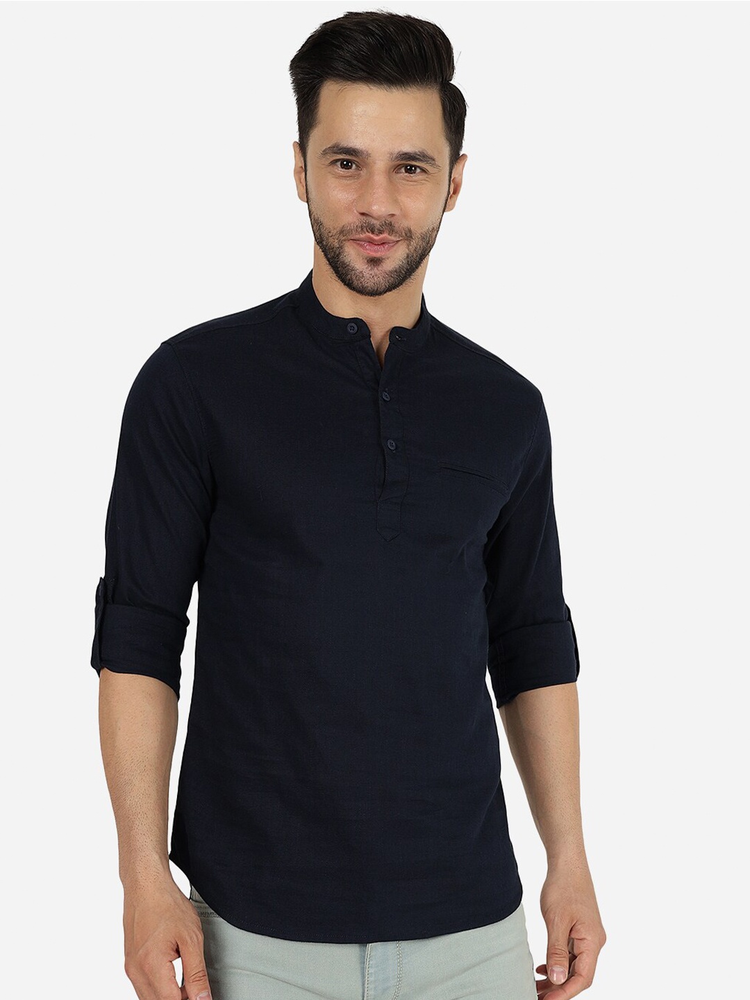 

Greenfibre Slim Fit Opaque Pure Cotton Casual Shirt, Blue