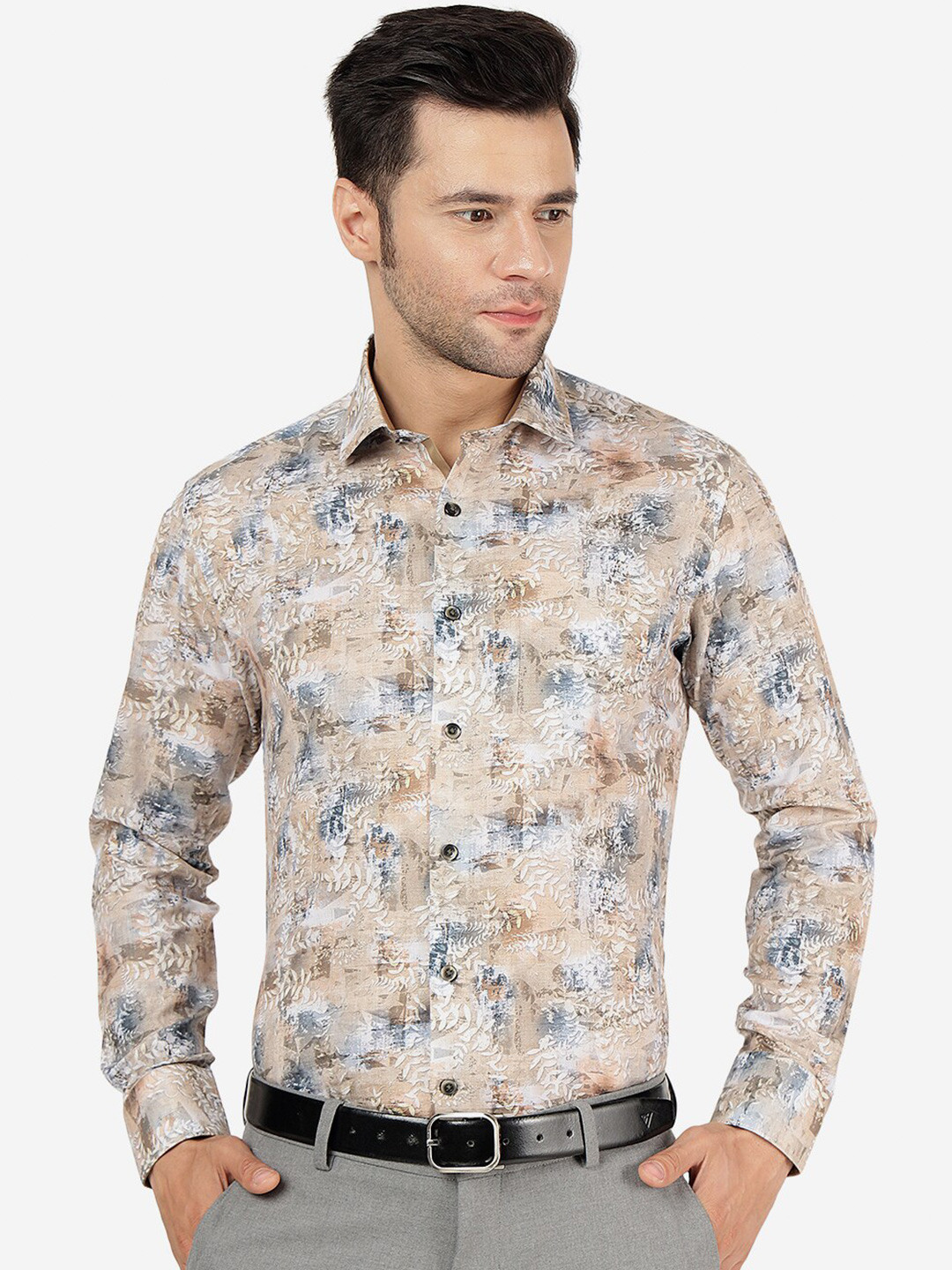 

Greenfibre Floral Printed Cotton Casual Shirt, Beige