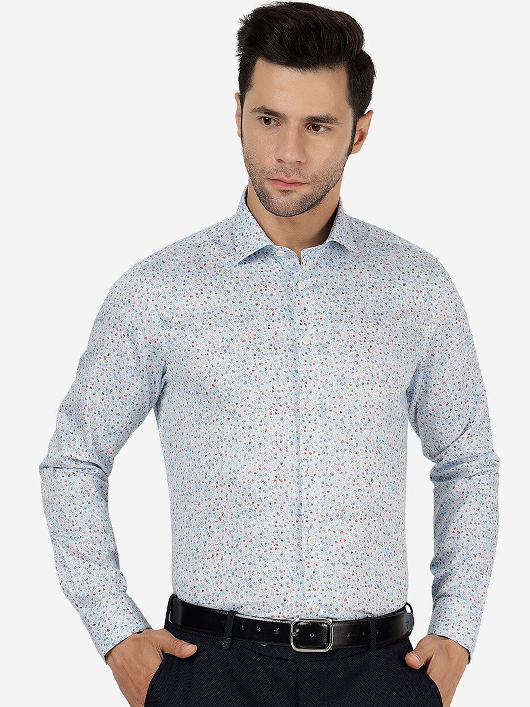 

JB STUDIO Slim Fit Graphic Printed Cotton Formal Shirt, Blue