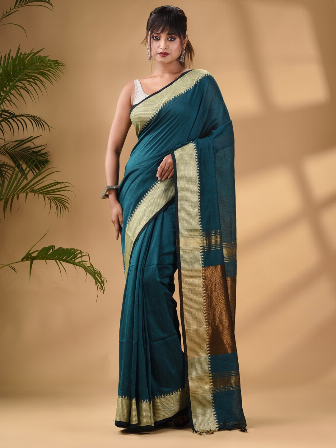 

Arhi Zari Pure Cotton Saree, Teal