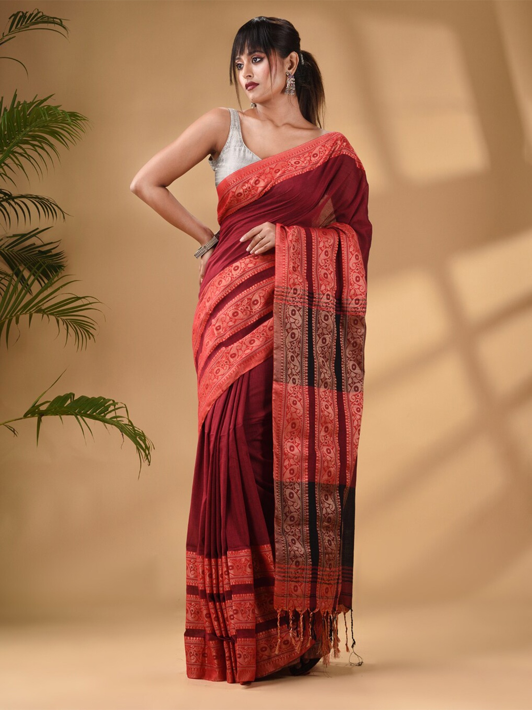 

Arhi Zari Pure Cotton Saree, Red