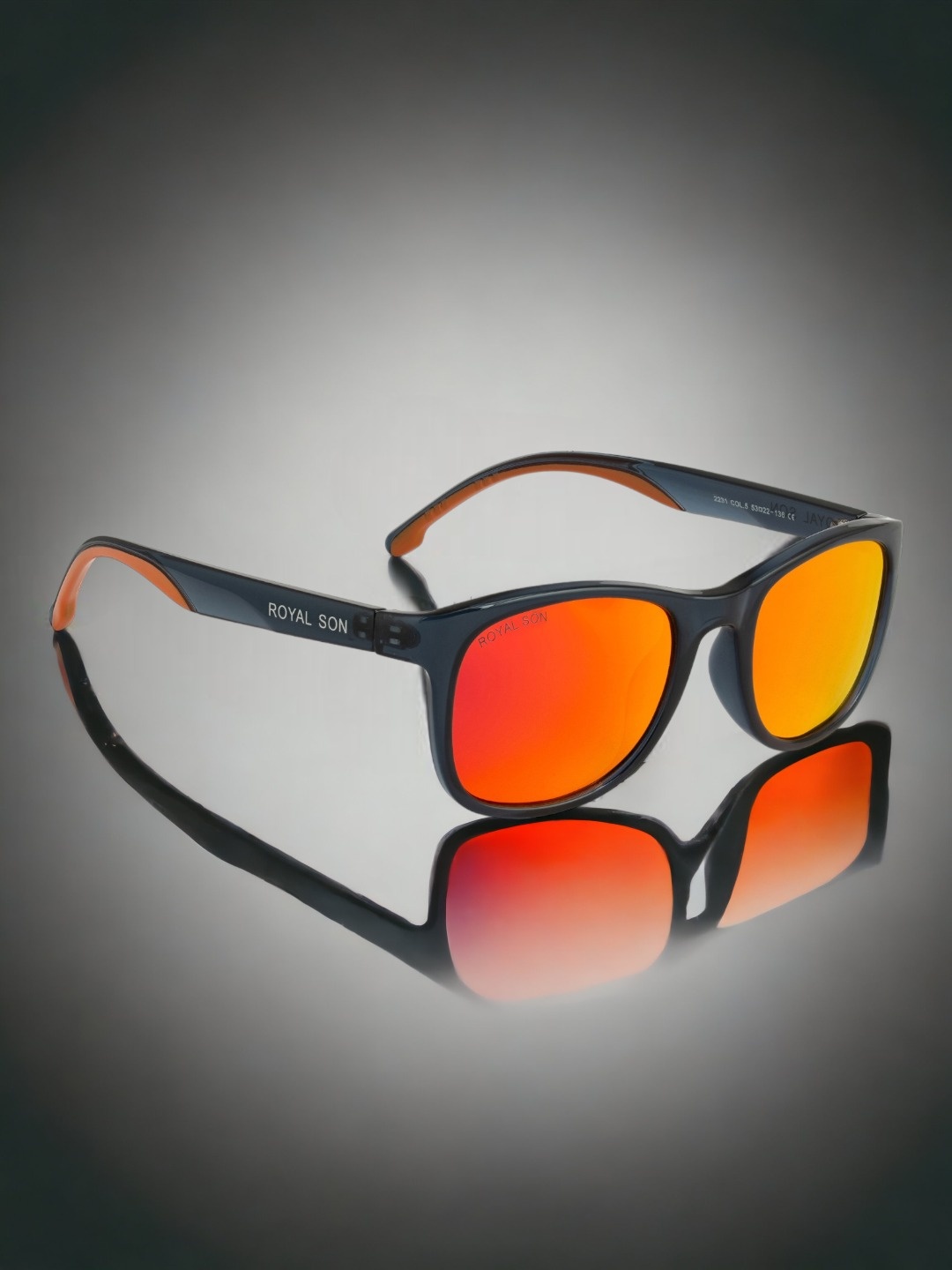 

ROYAL SON Unisex Wayfarer Sunglasses with Polarised and UV Protected Lens CHI00153, Orange