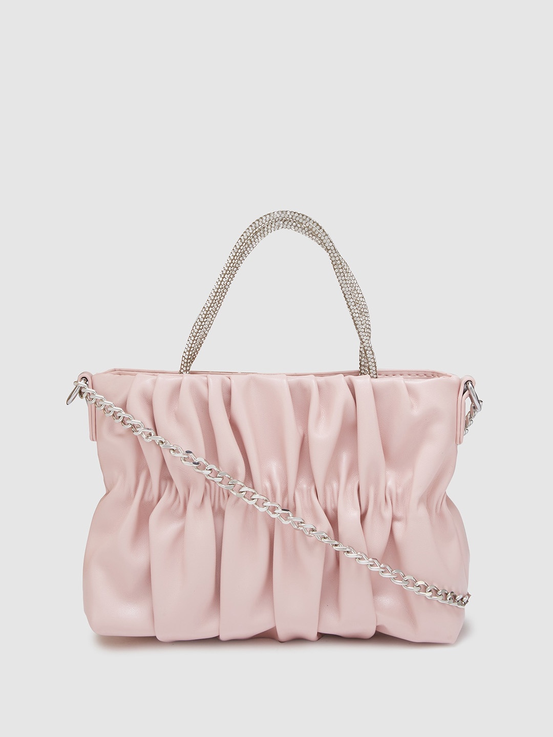 

Globus Women Dusty Pink Self Design Party Handheld Bag