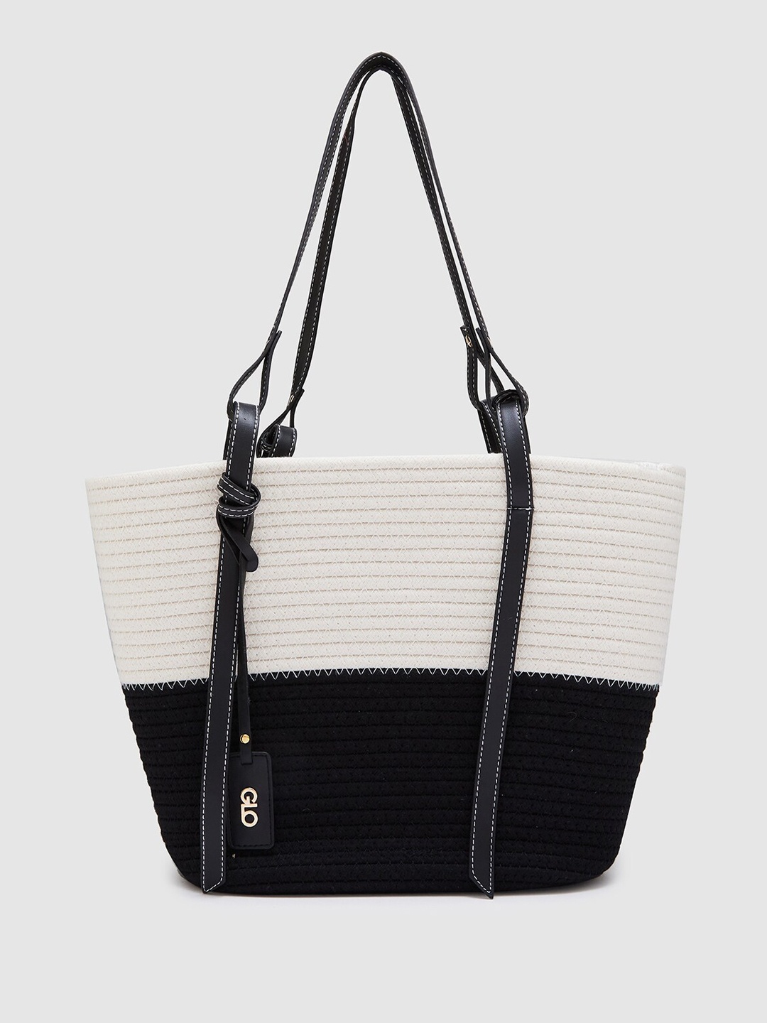 

Globus Women Black Self Design Casual Tote Bag