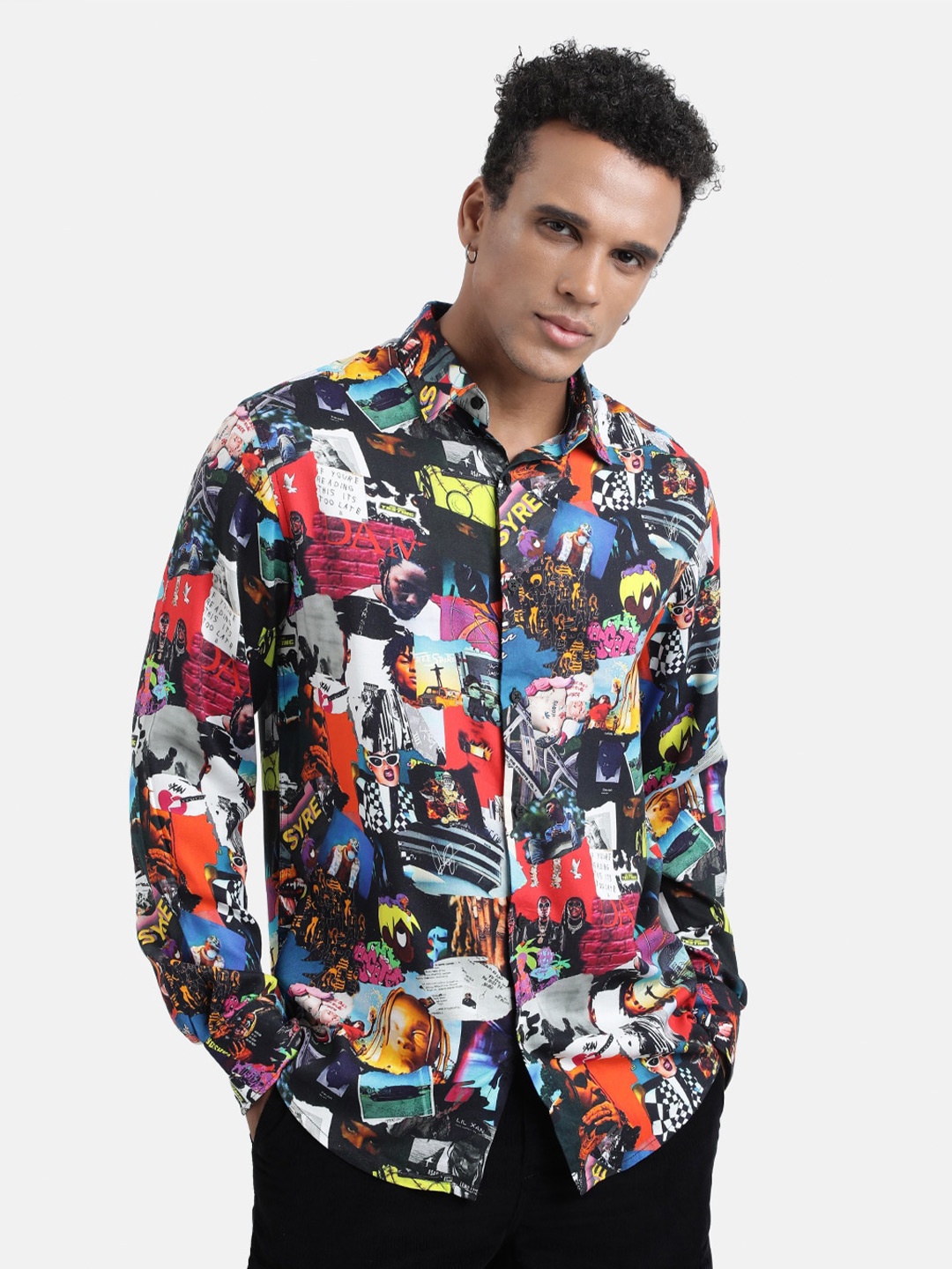 

Bene Kleed Multicoloured Opaque Printed Casual Shirt, Black