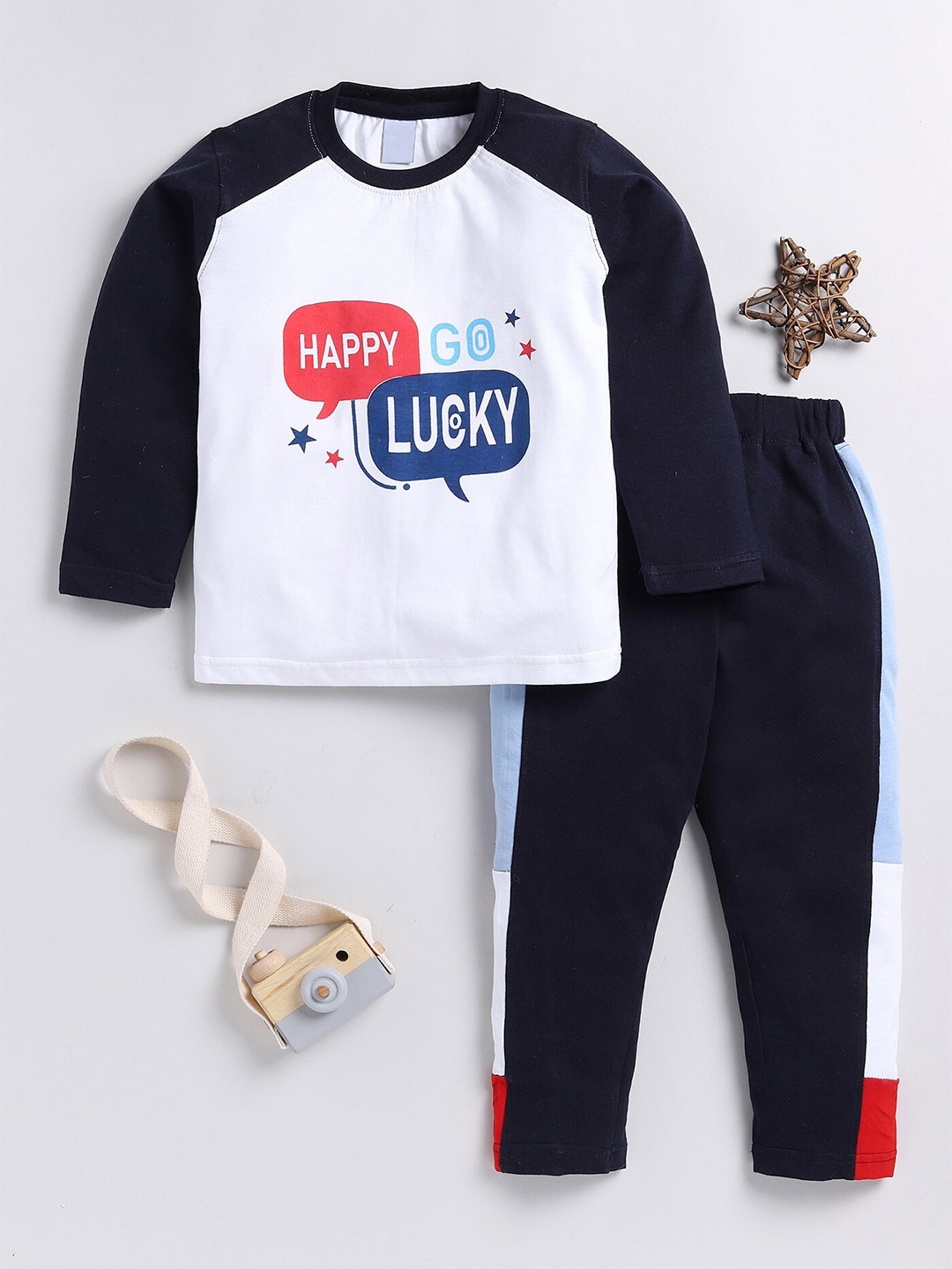 

Toonyport Boys Printed Pure Cotton T-Shirt With Trousers, White