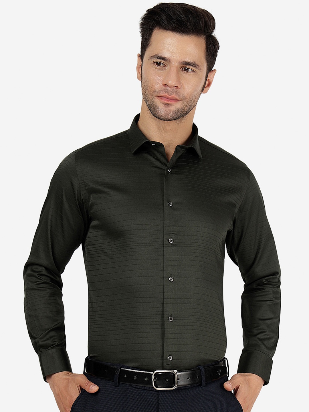 

Greenfibre Slim Fit Long Sleeves Cotton Formal Shirt, Green