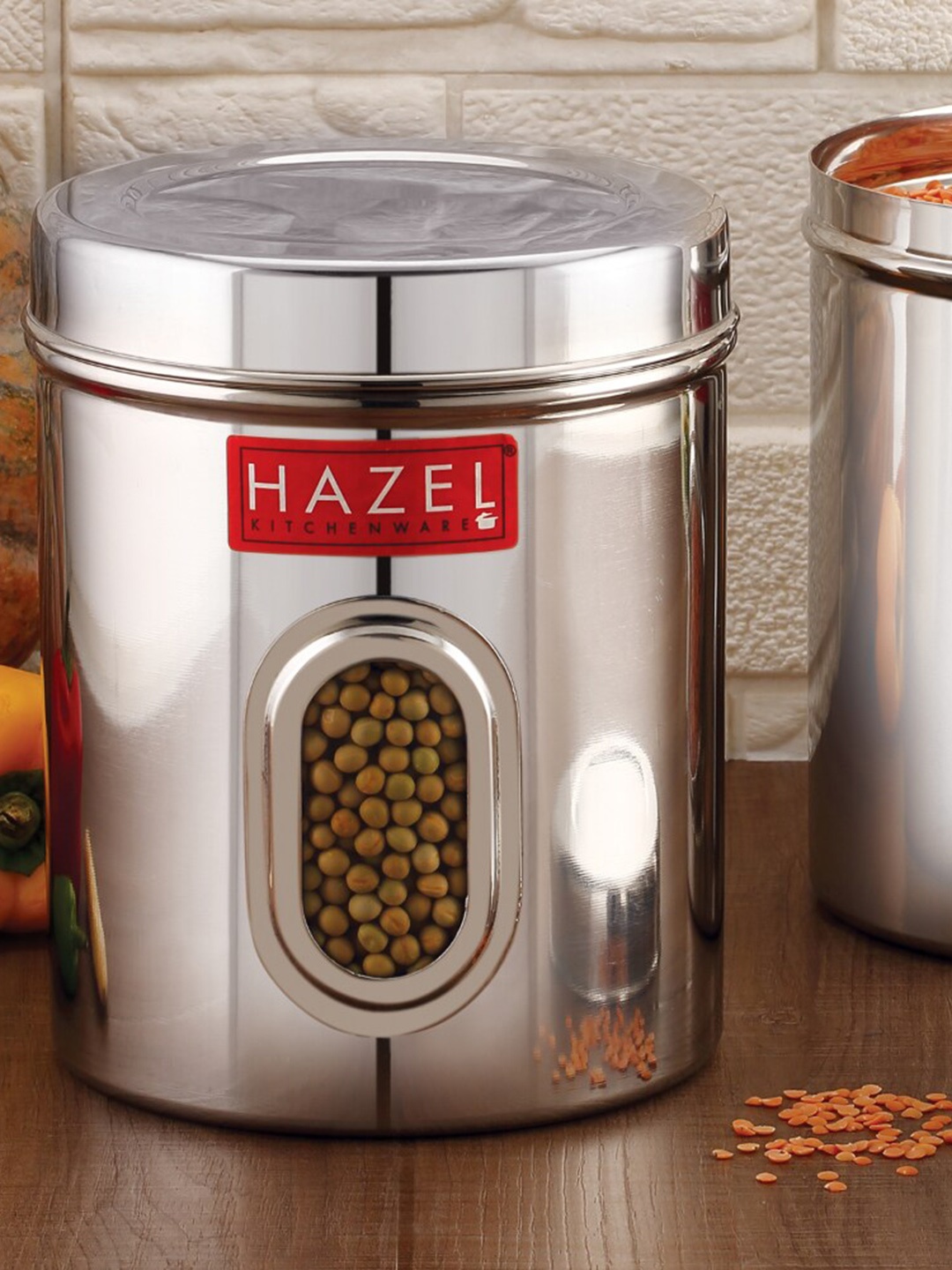

HAZEL Stainless Steel Air-Tight Lid Canister 1.4 L, Silver