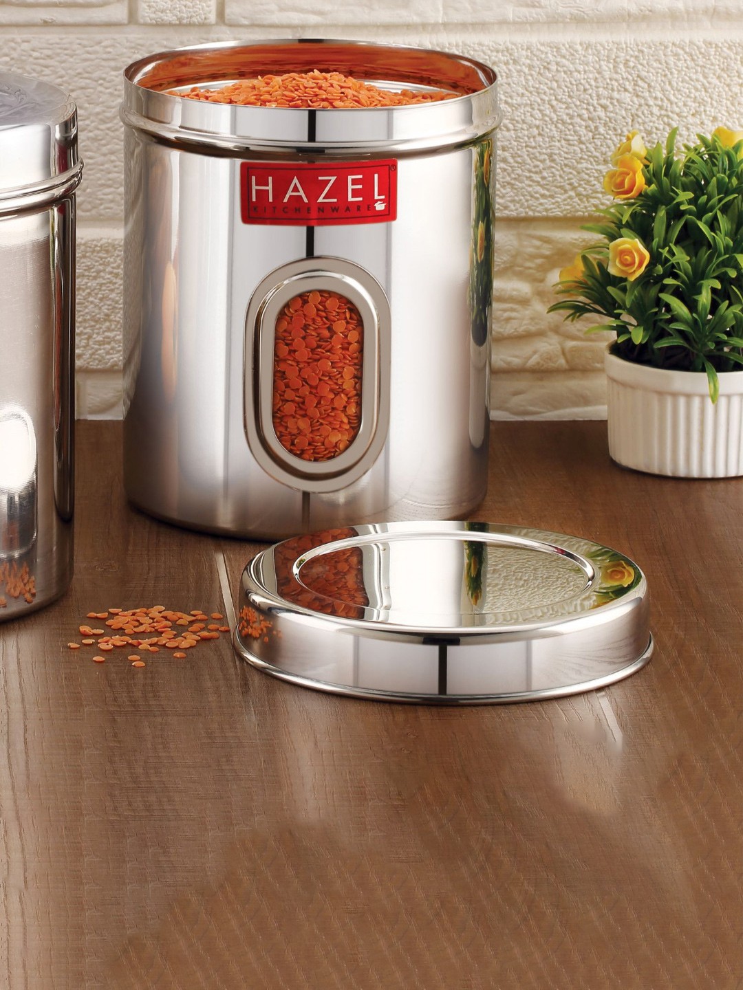 

HAZEL Stainless Steel Air-Tight Canister-1L, Silver