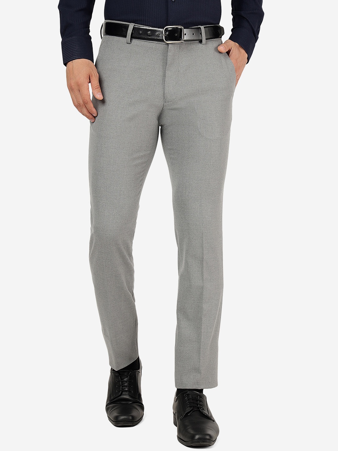 

JADE BLUE Men Slim Fit Formal Trousers, Grey